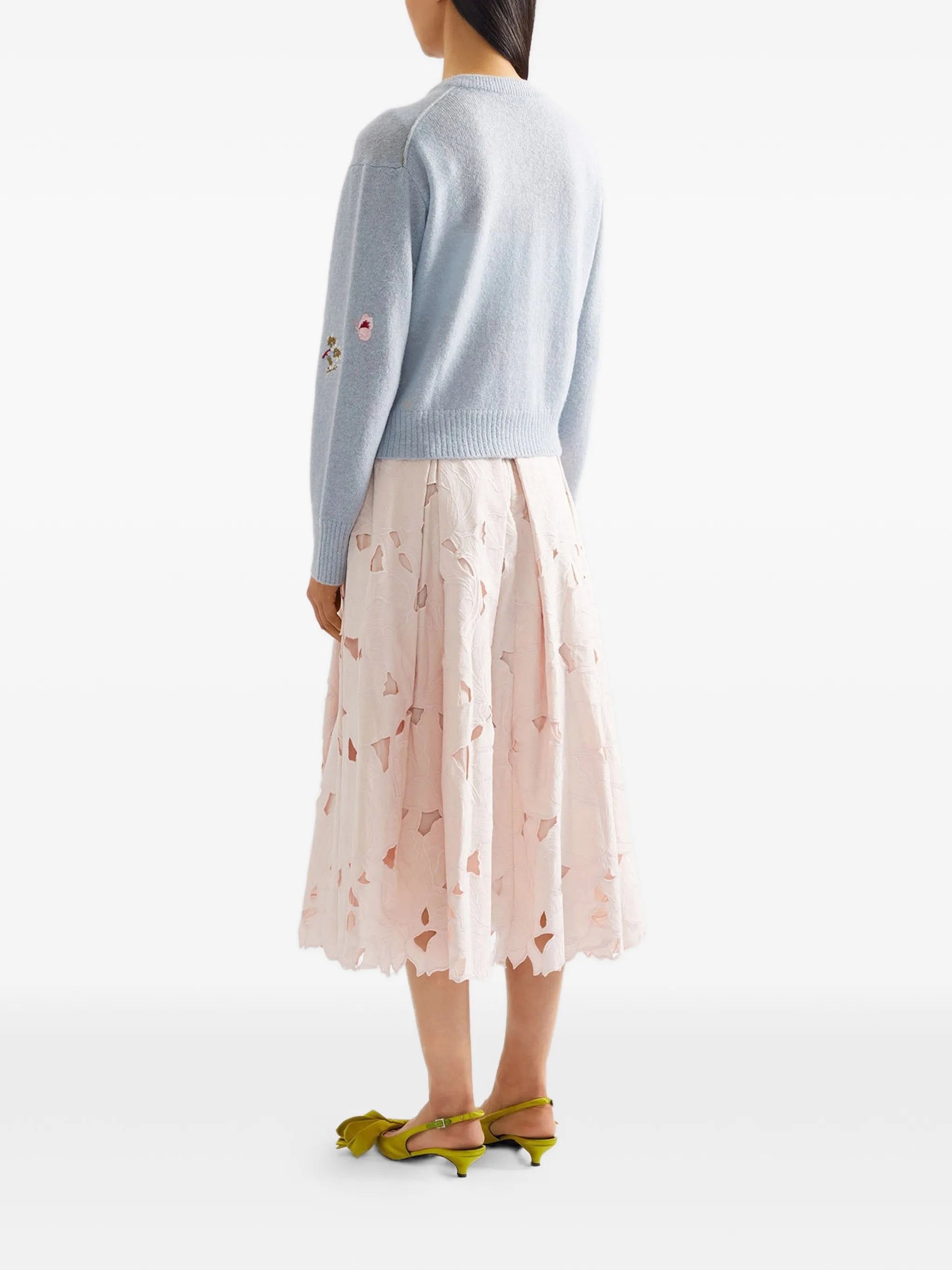 floral-embellished crew-neck cardigan