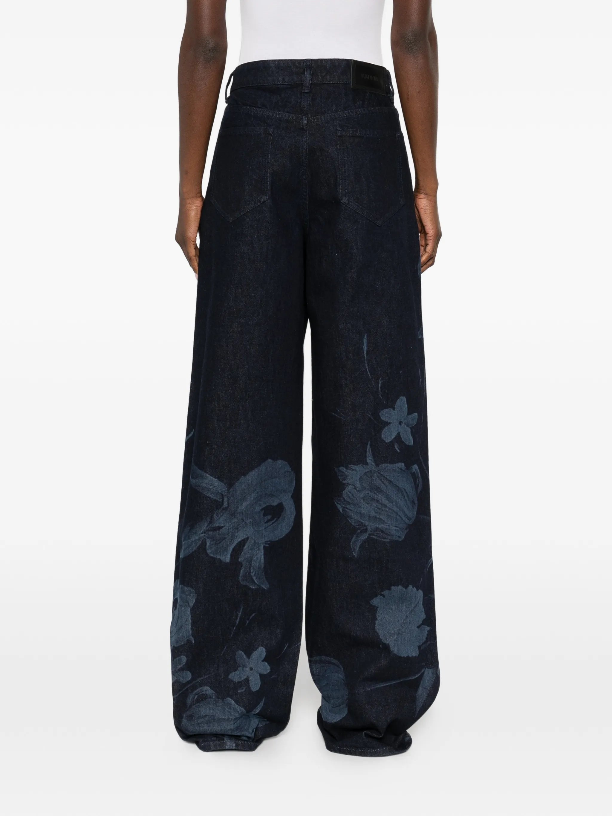 floral-print straight-leg jeans