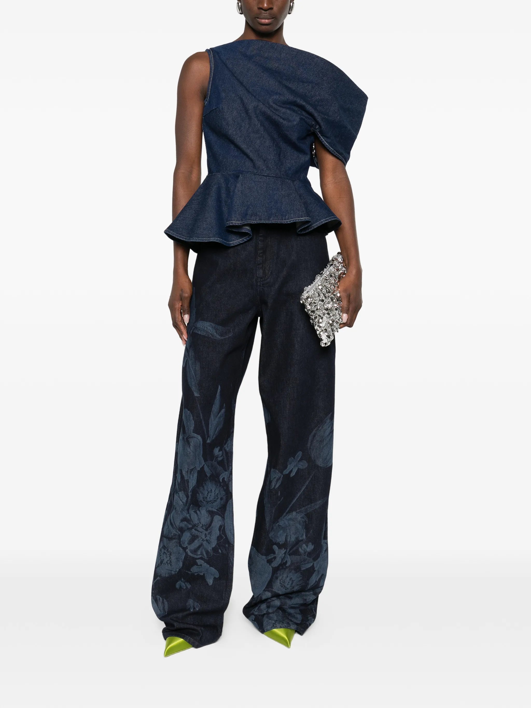 floral-print straight-leg jeans