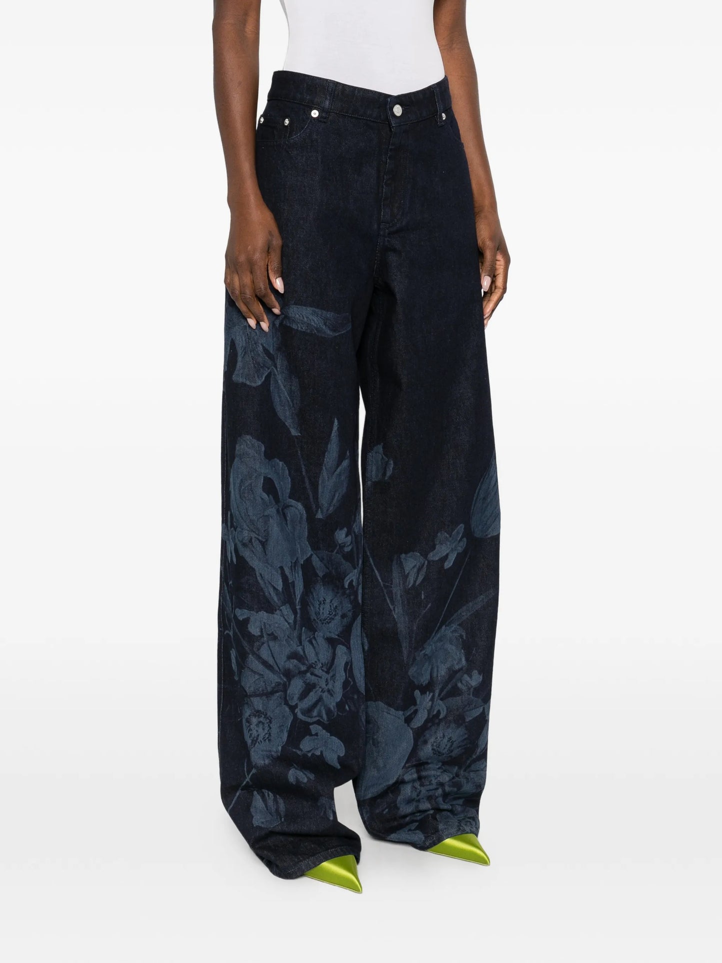 floral-print straight-leg jeans