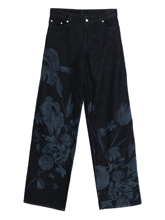 floral-print straight-leg jeans
