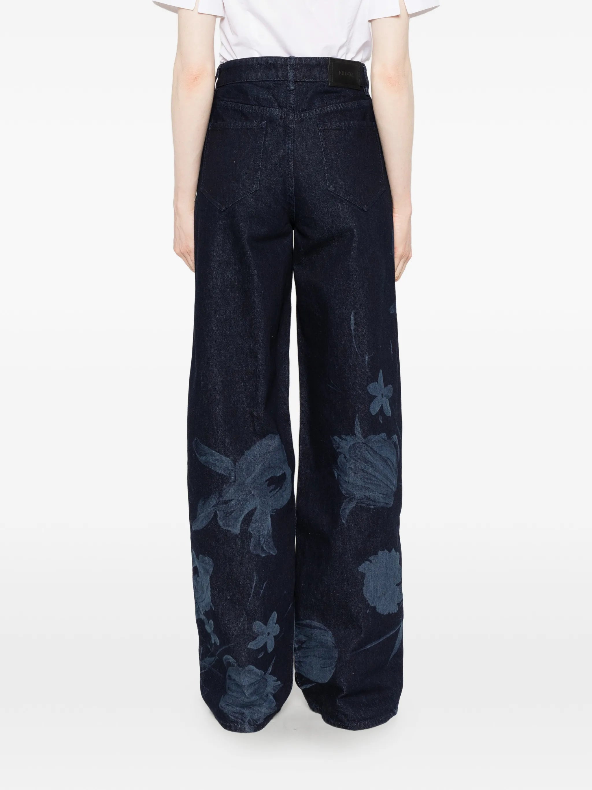 floral-print straight-leg jeans