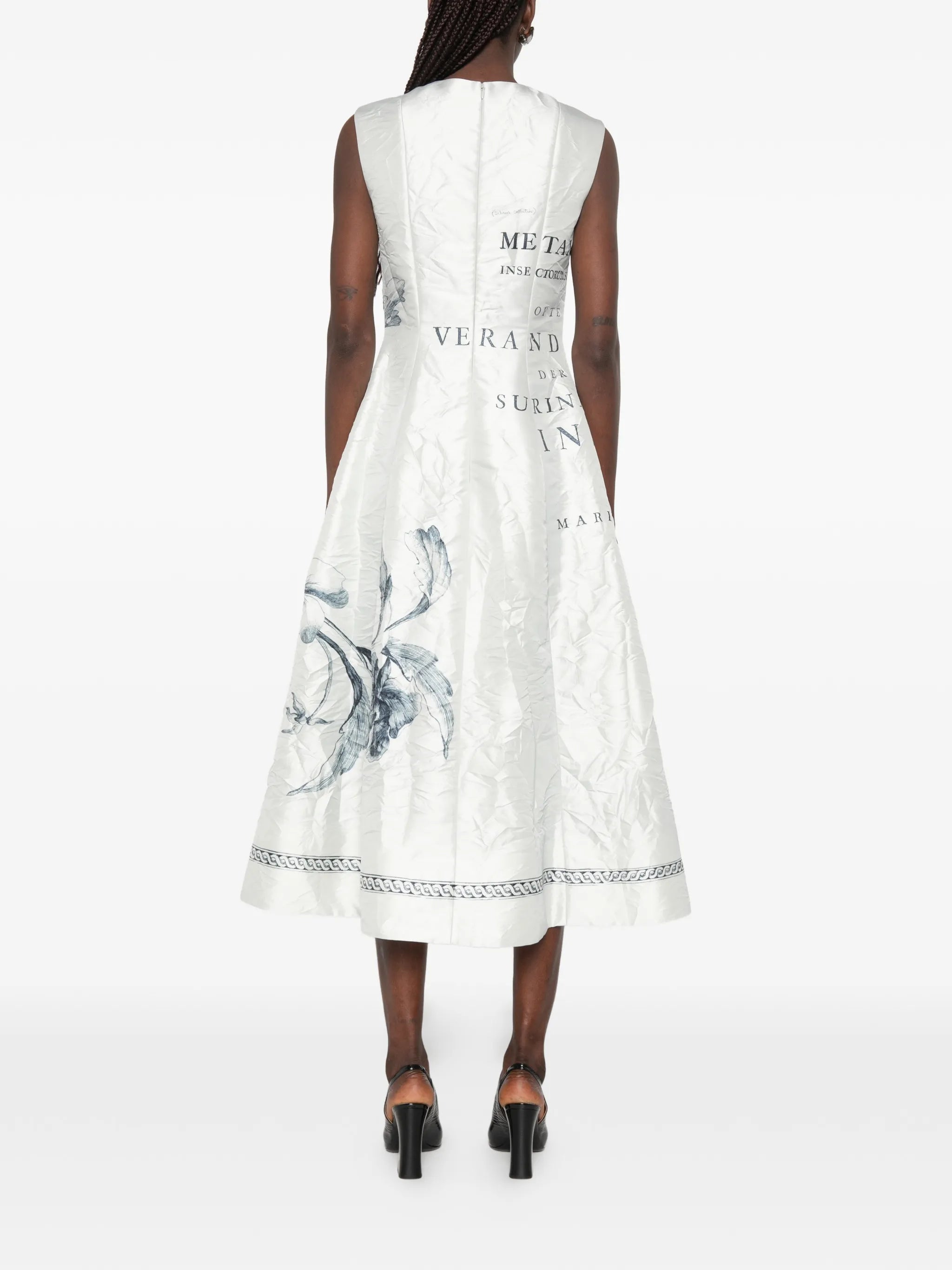 floral-print sleeveless midi dress