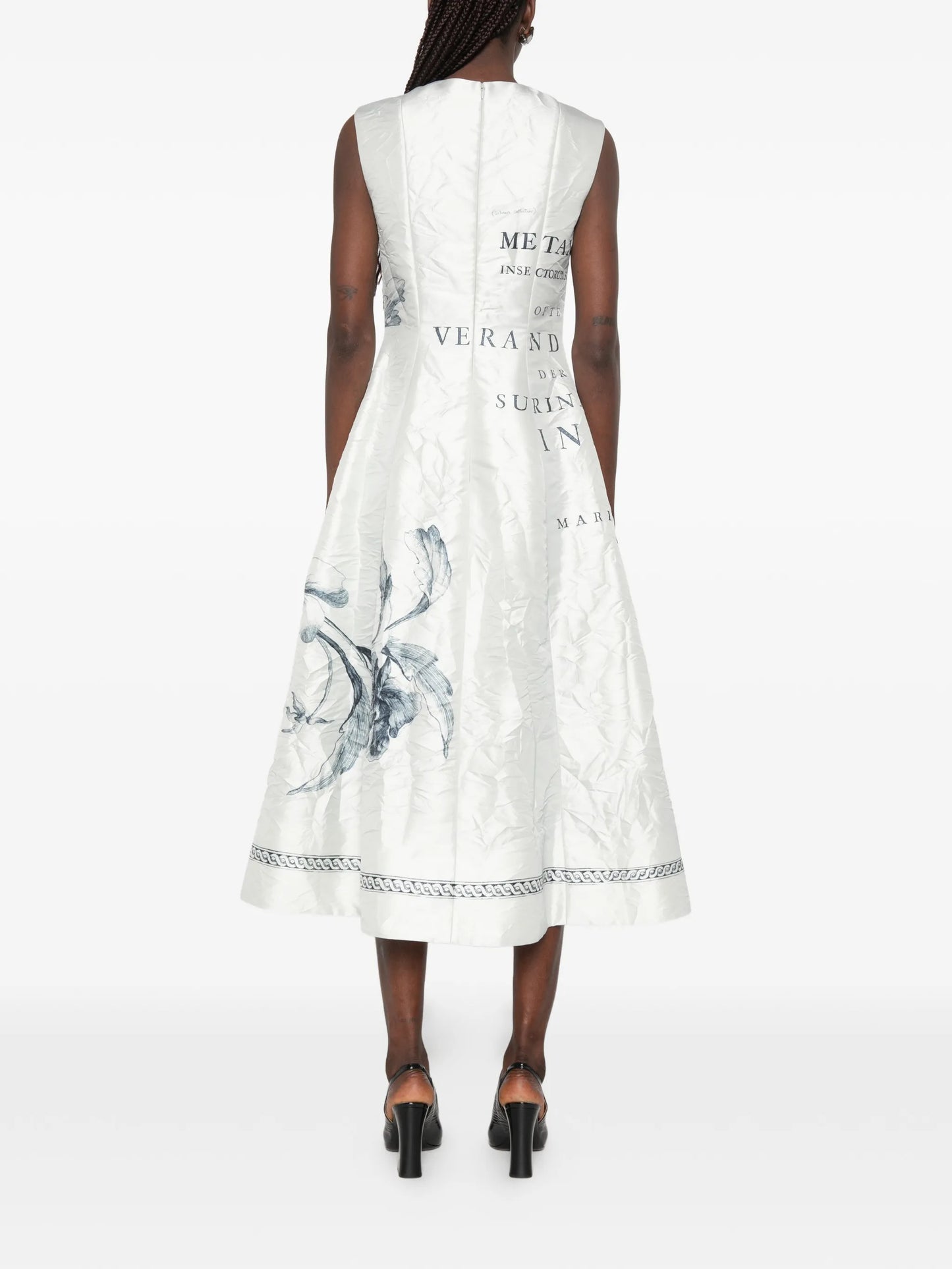 floral-print sleeveless midi dress