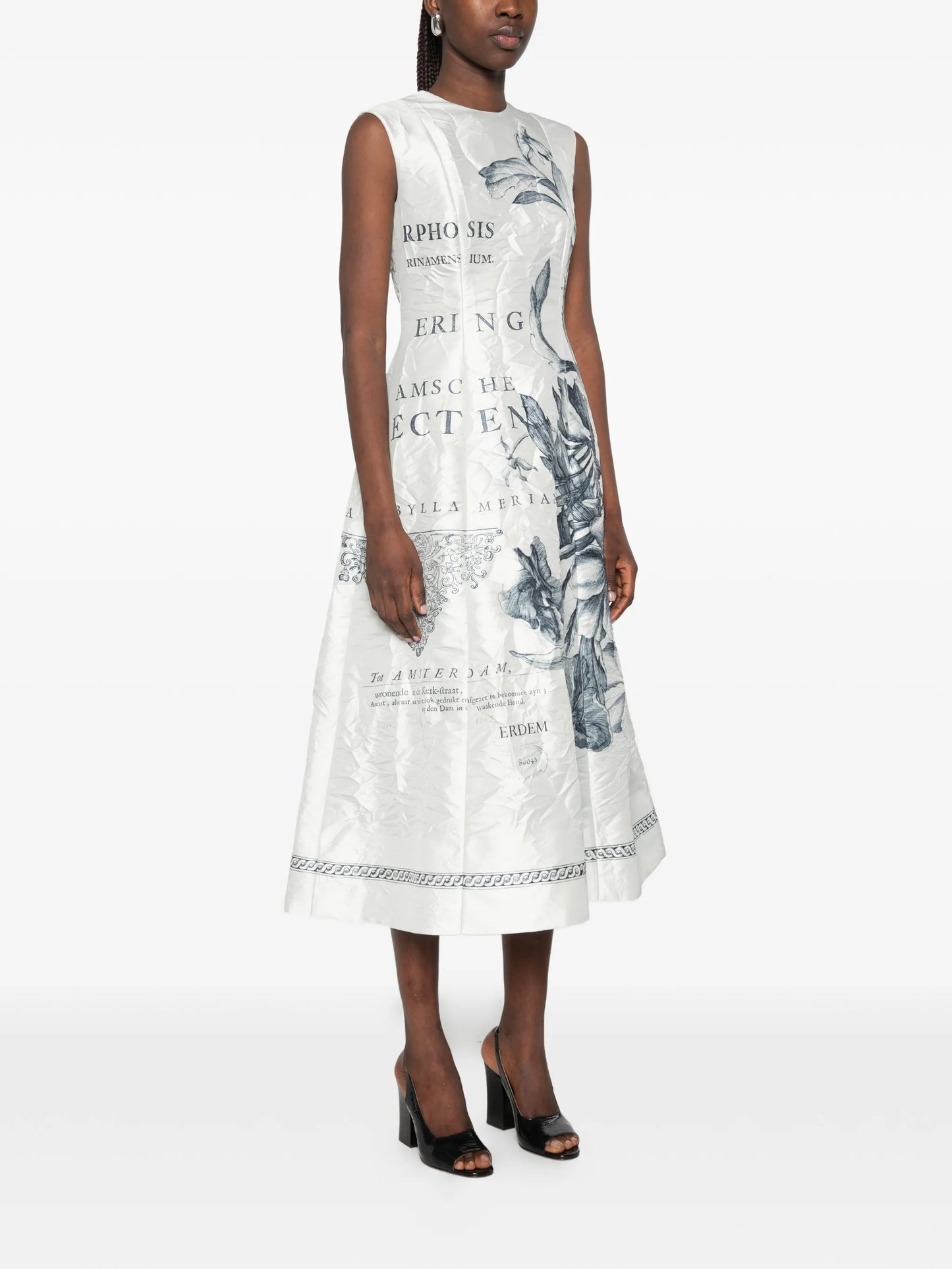 floral-print sleeveless midi dress