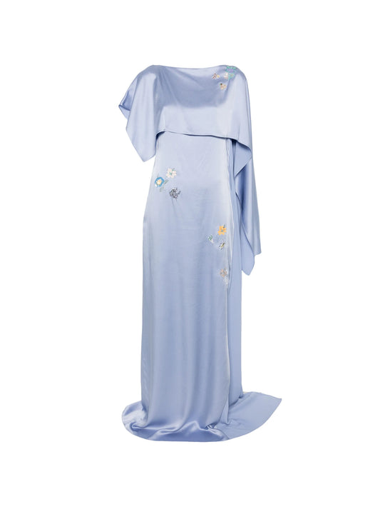 draped floral maxi dress