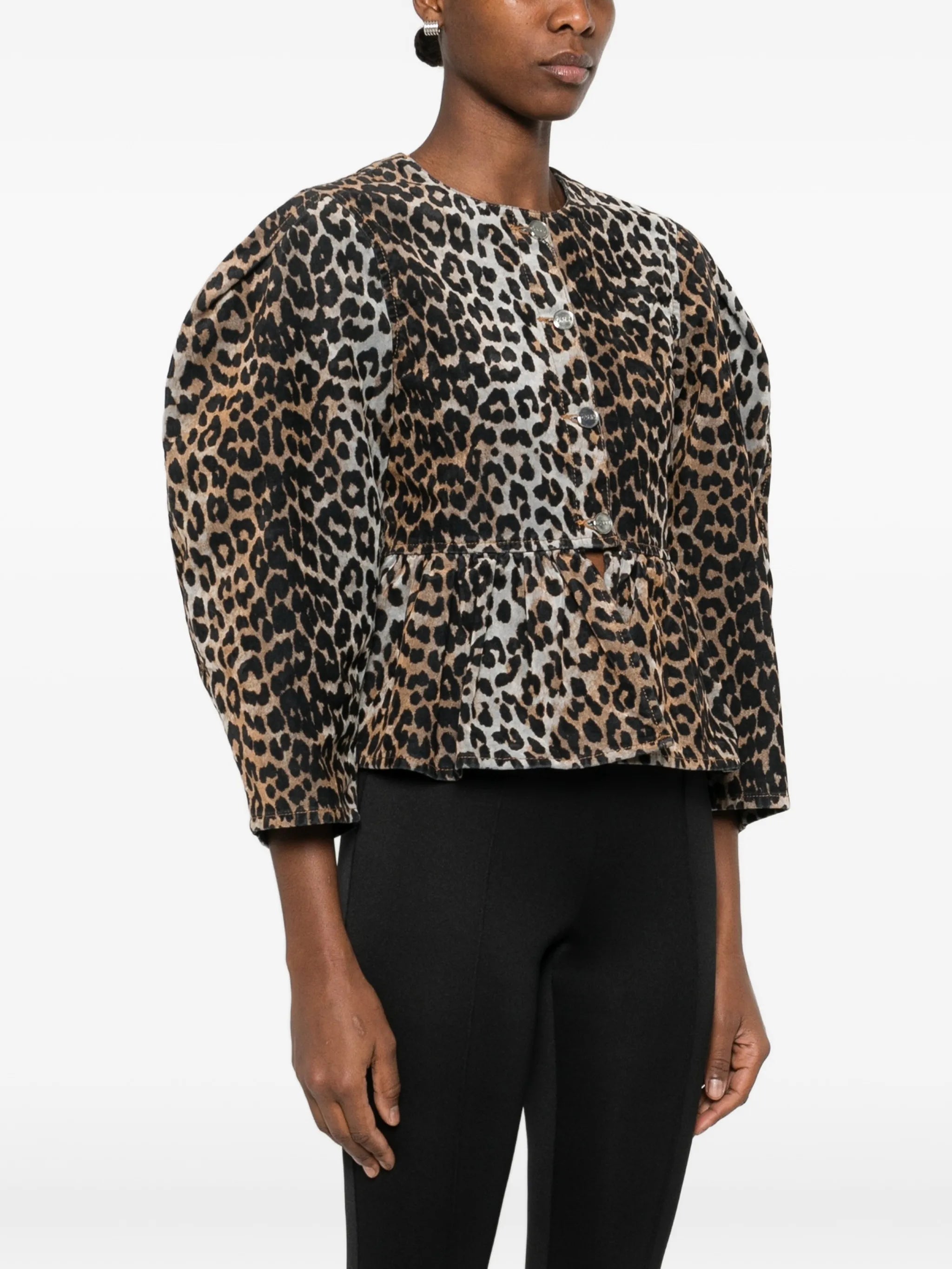 animal-print fitted jacket