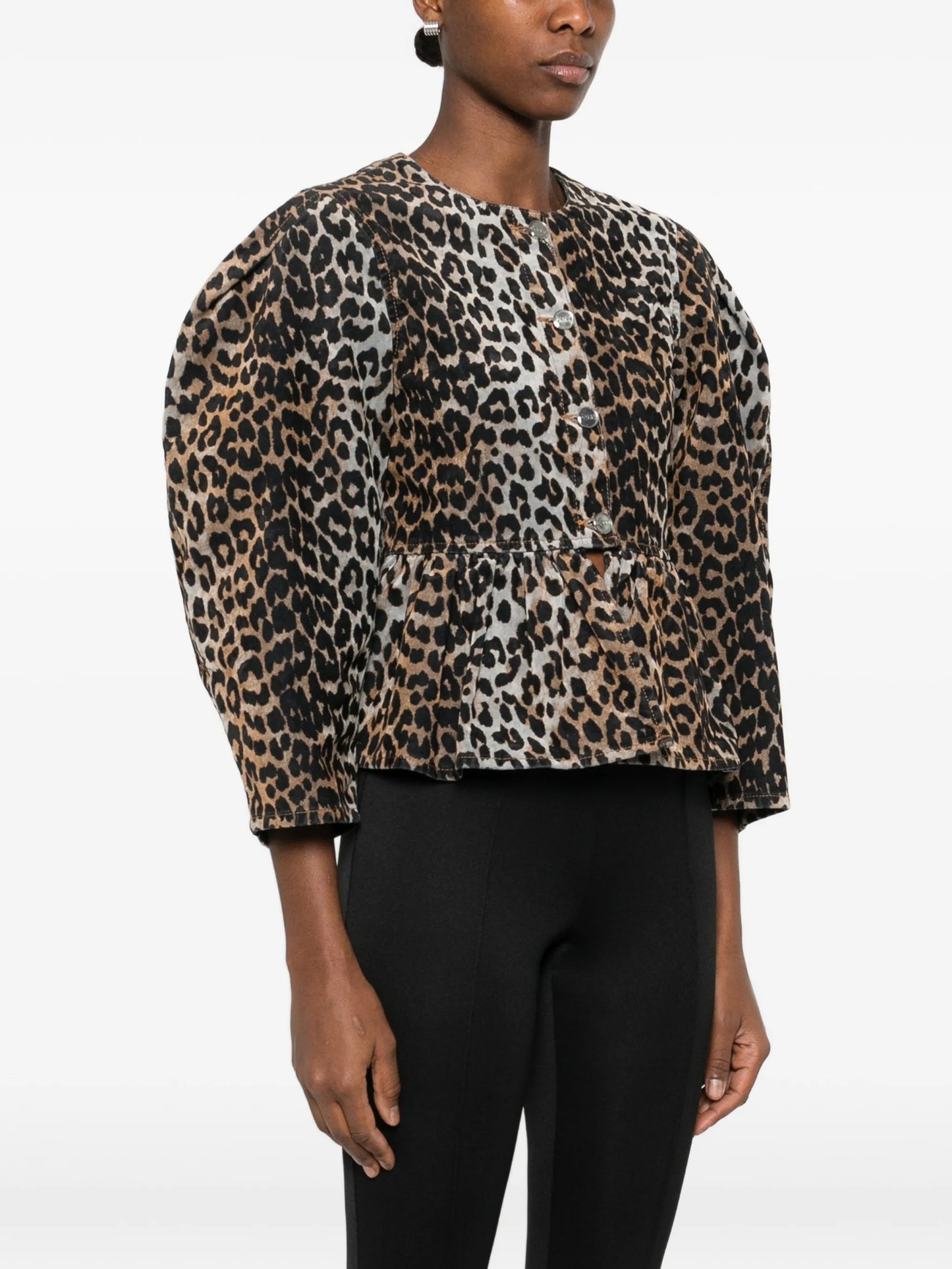 animal-print fitted jacket