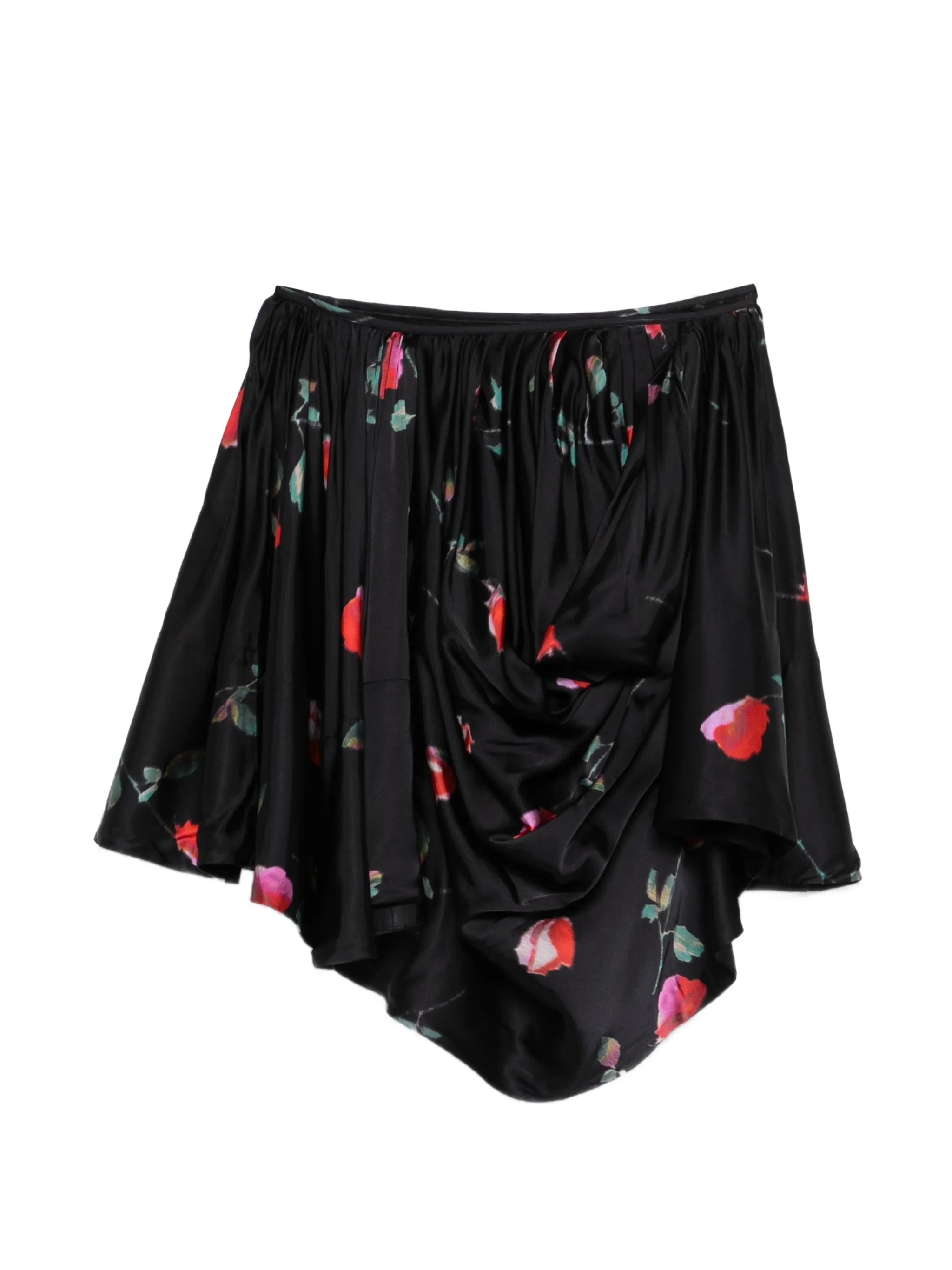 printed draped mini skirt