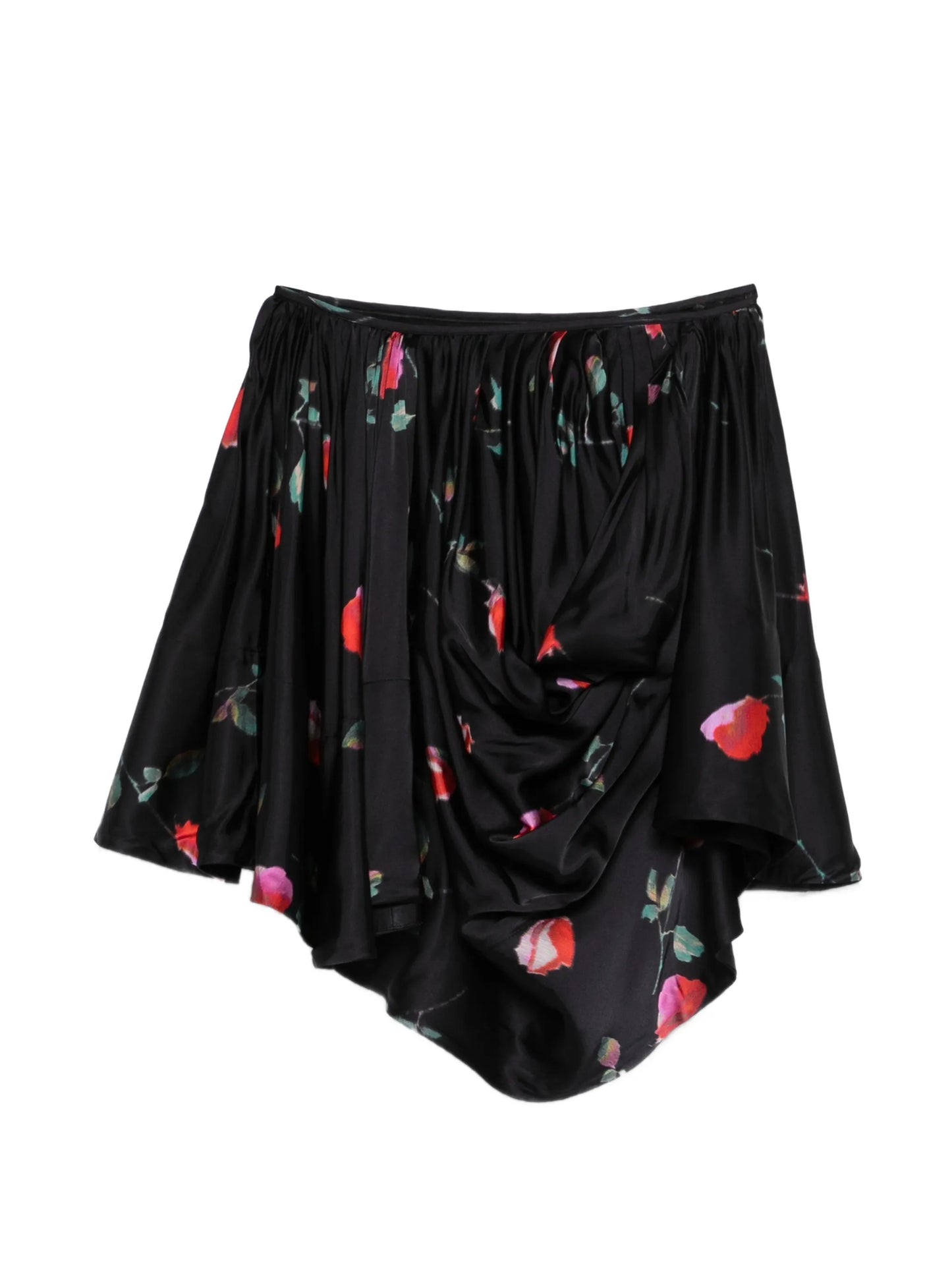 printed draped mini skirt