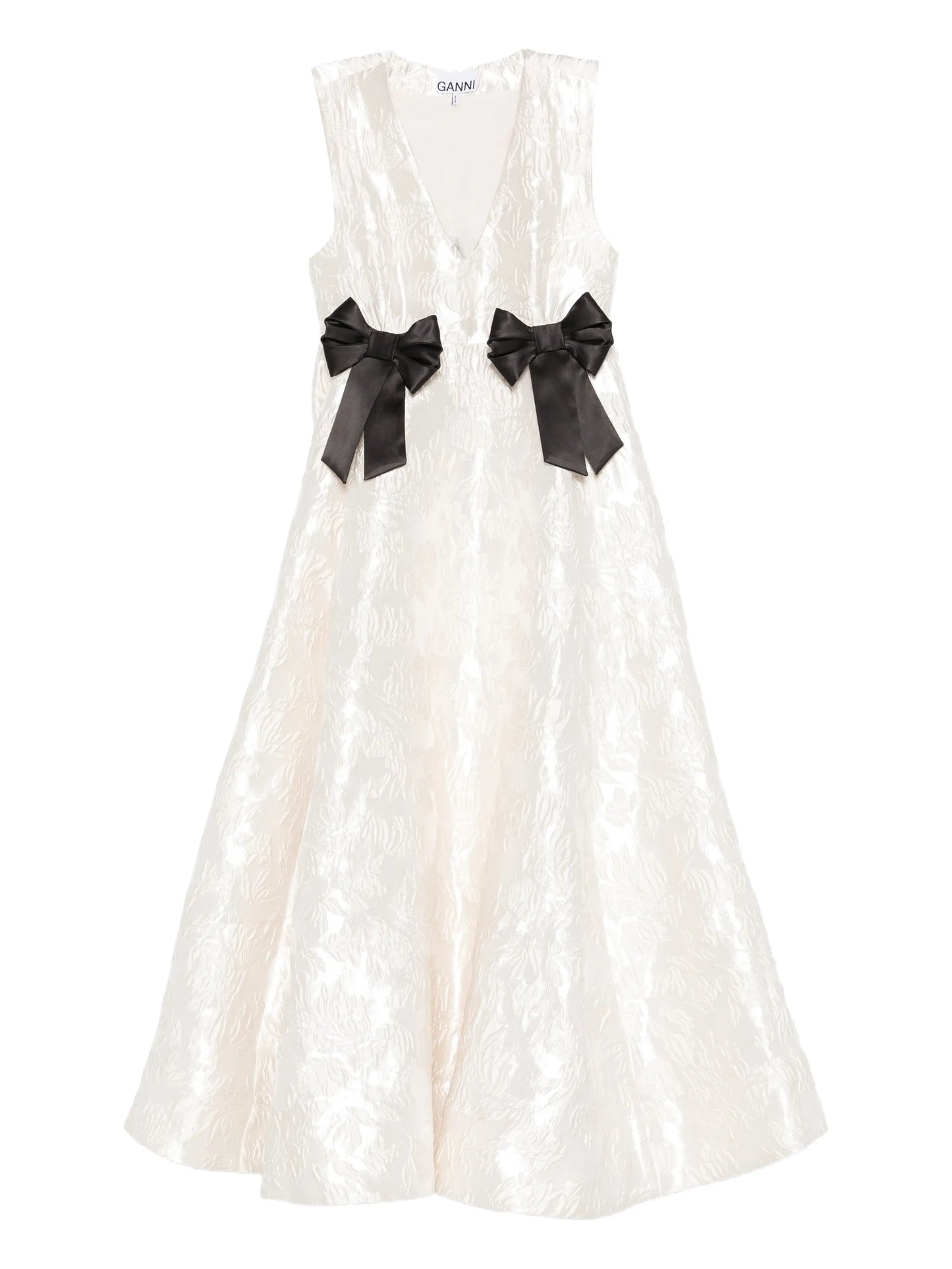 bow V-neck midi dress