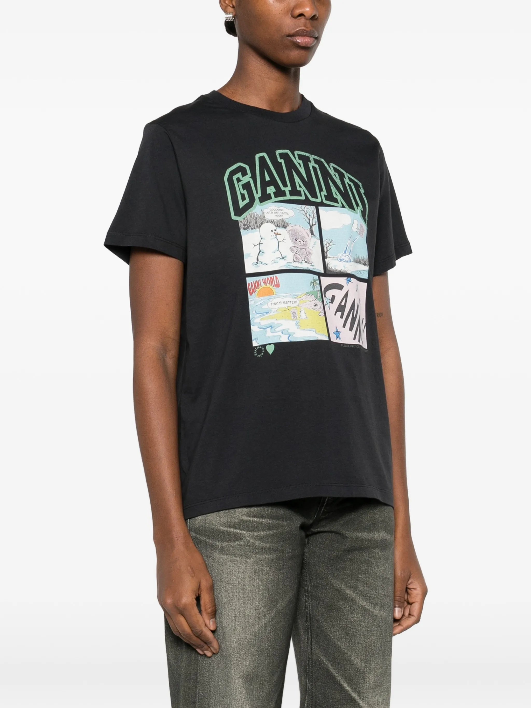 bear comic print T-shirt