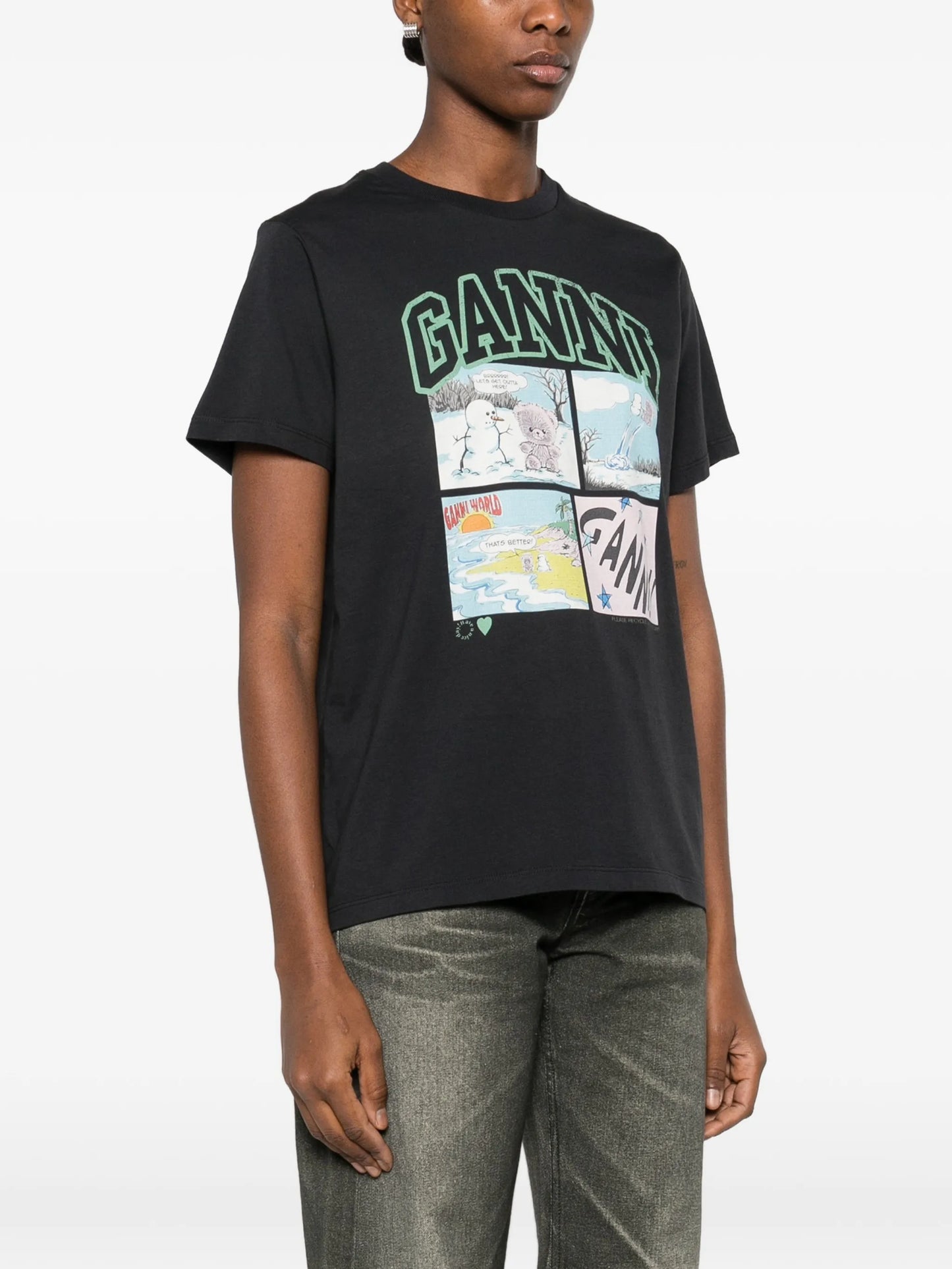 bear comic print T-shirt