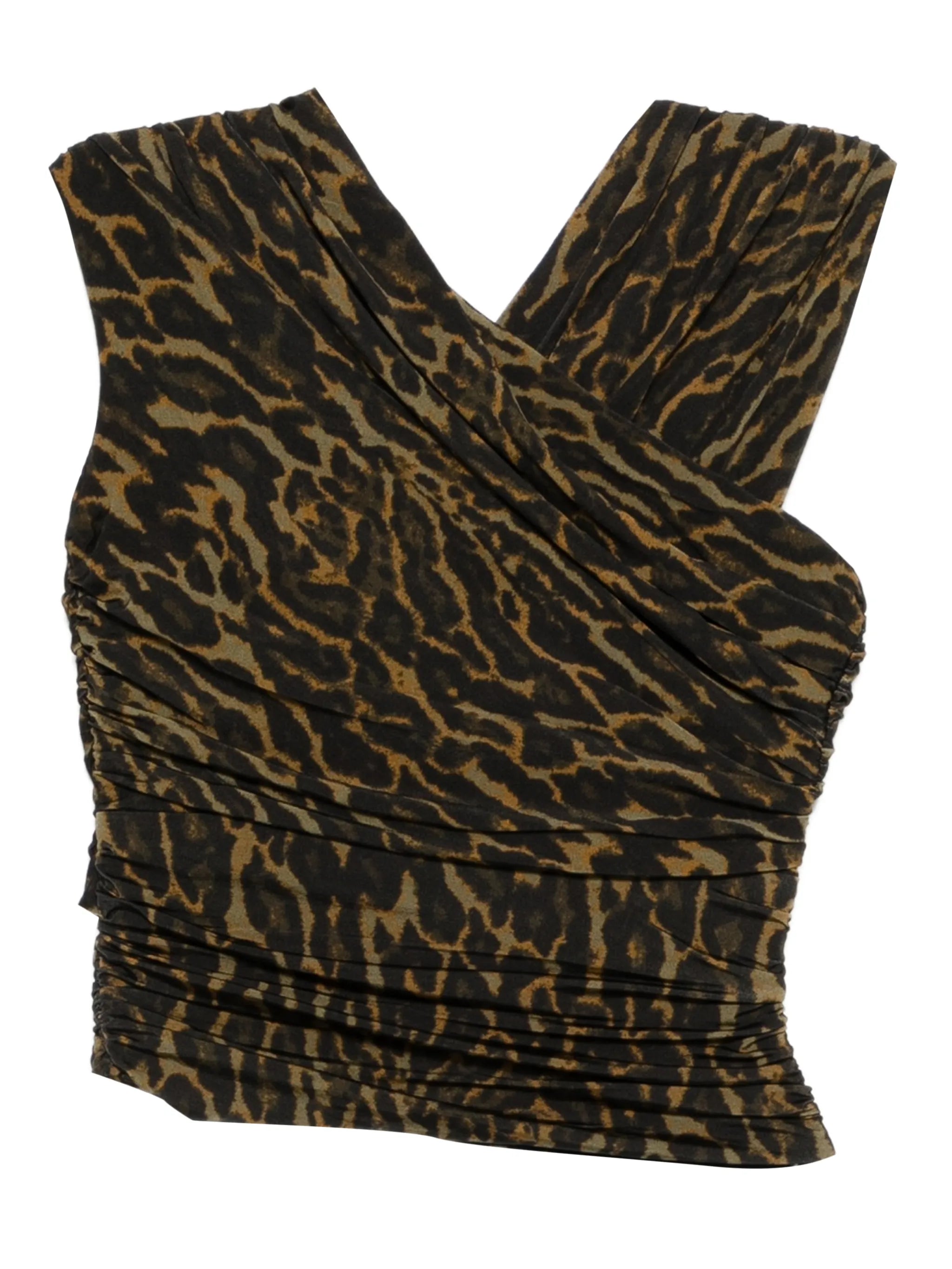 leopard-print gathered blouse
