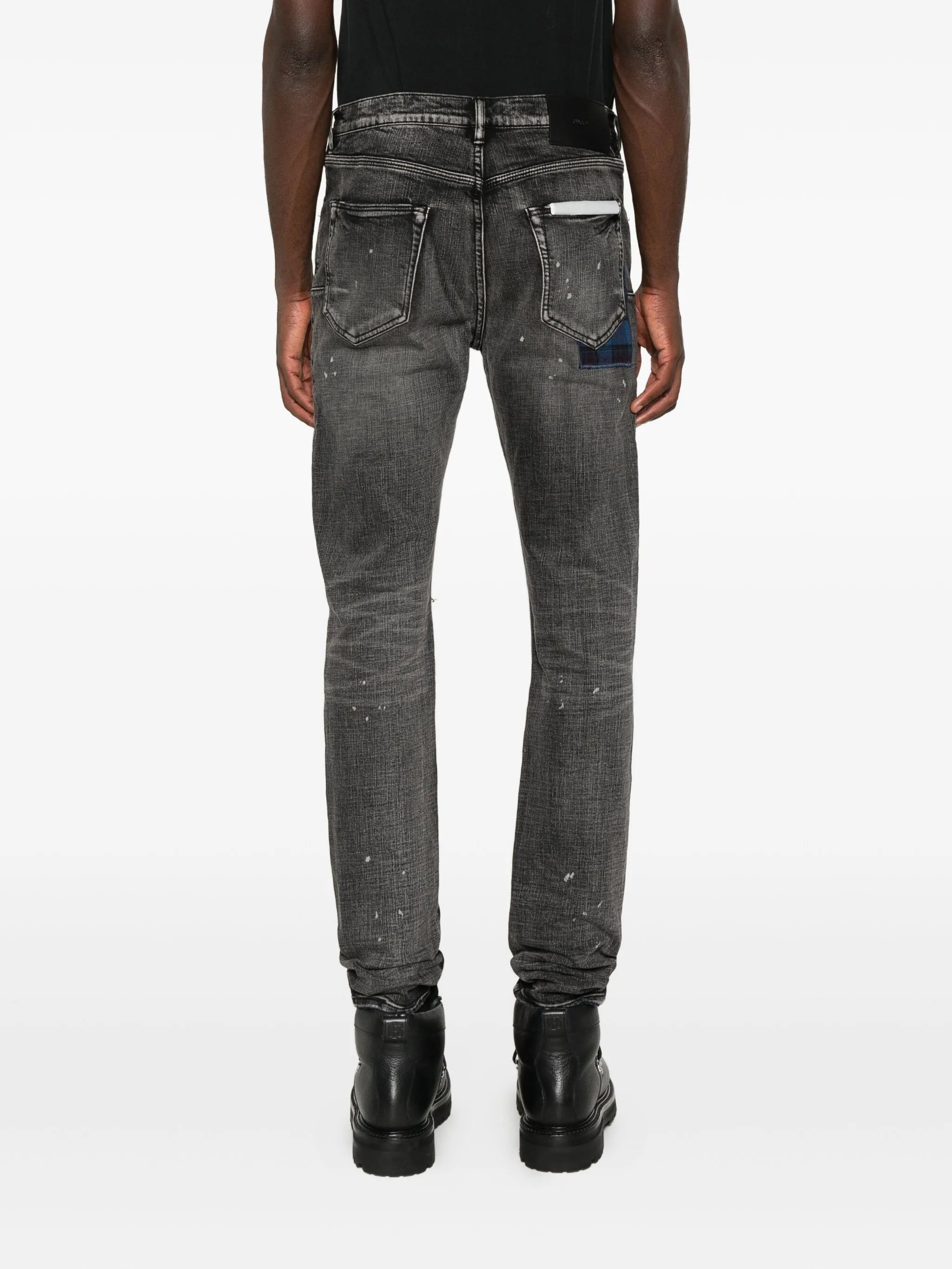 P001 plaid patch pants