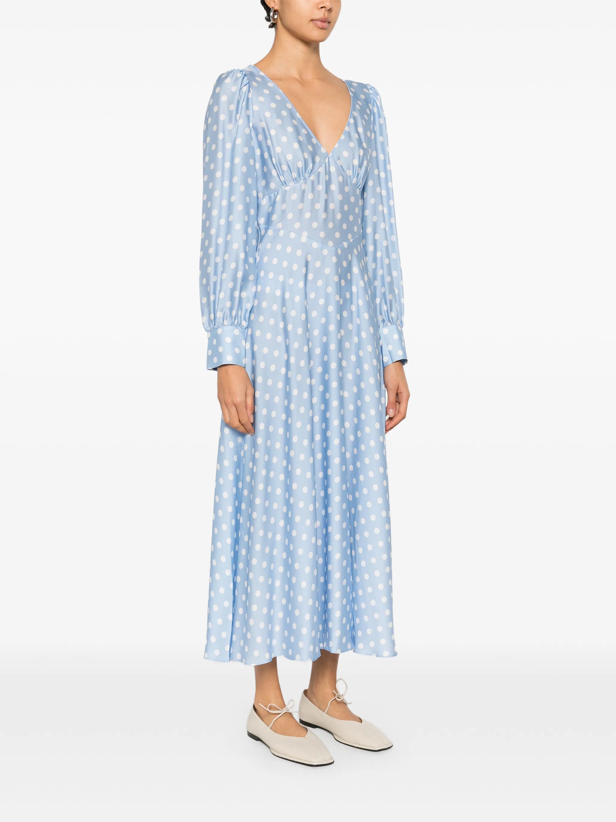 Tillie polka-dot V-neck maxi dress