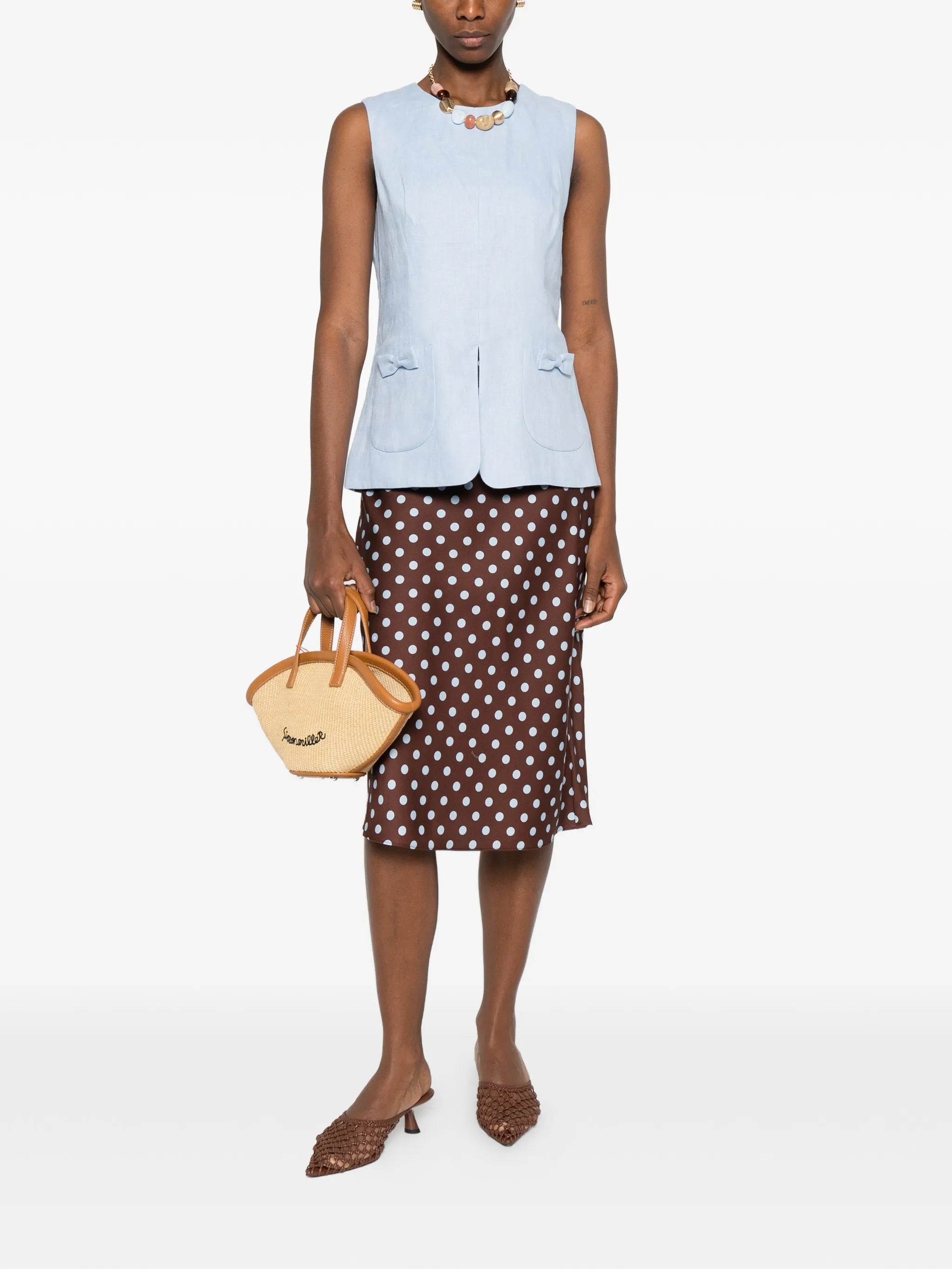 polka-dot midi skirt