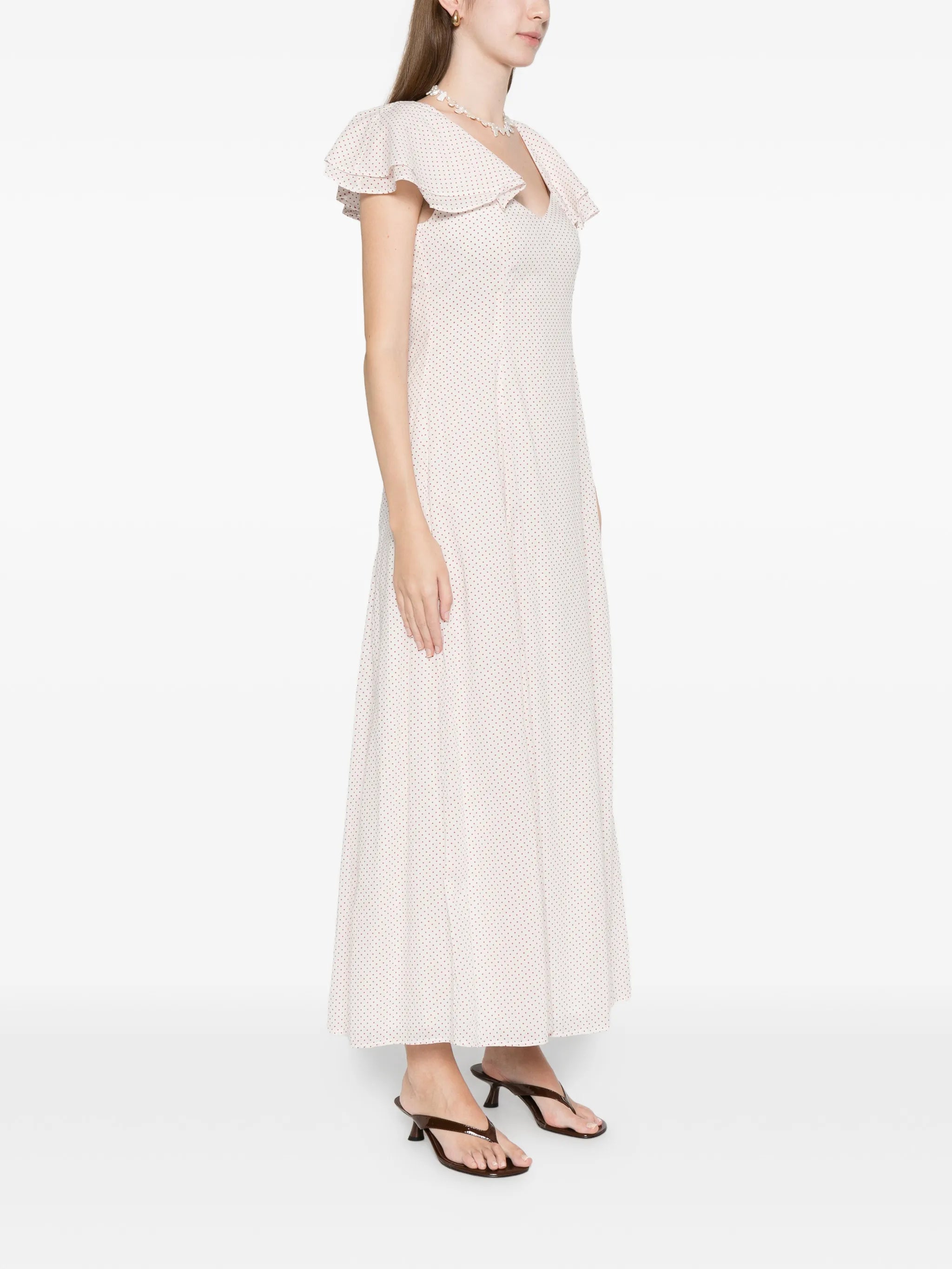 Marlowe flutter scoop-neck midi dress