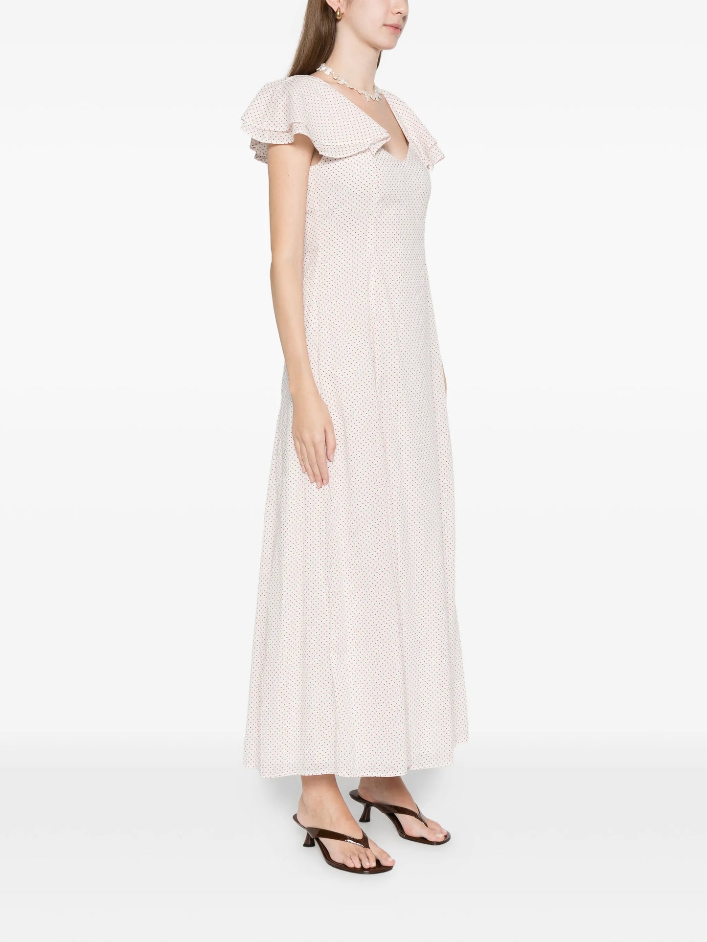 Marlowe flutter scoop-neck midi dress