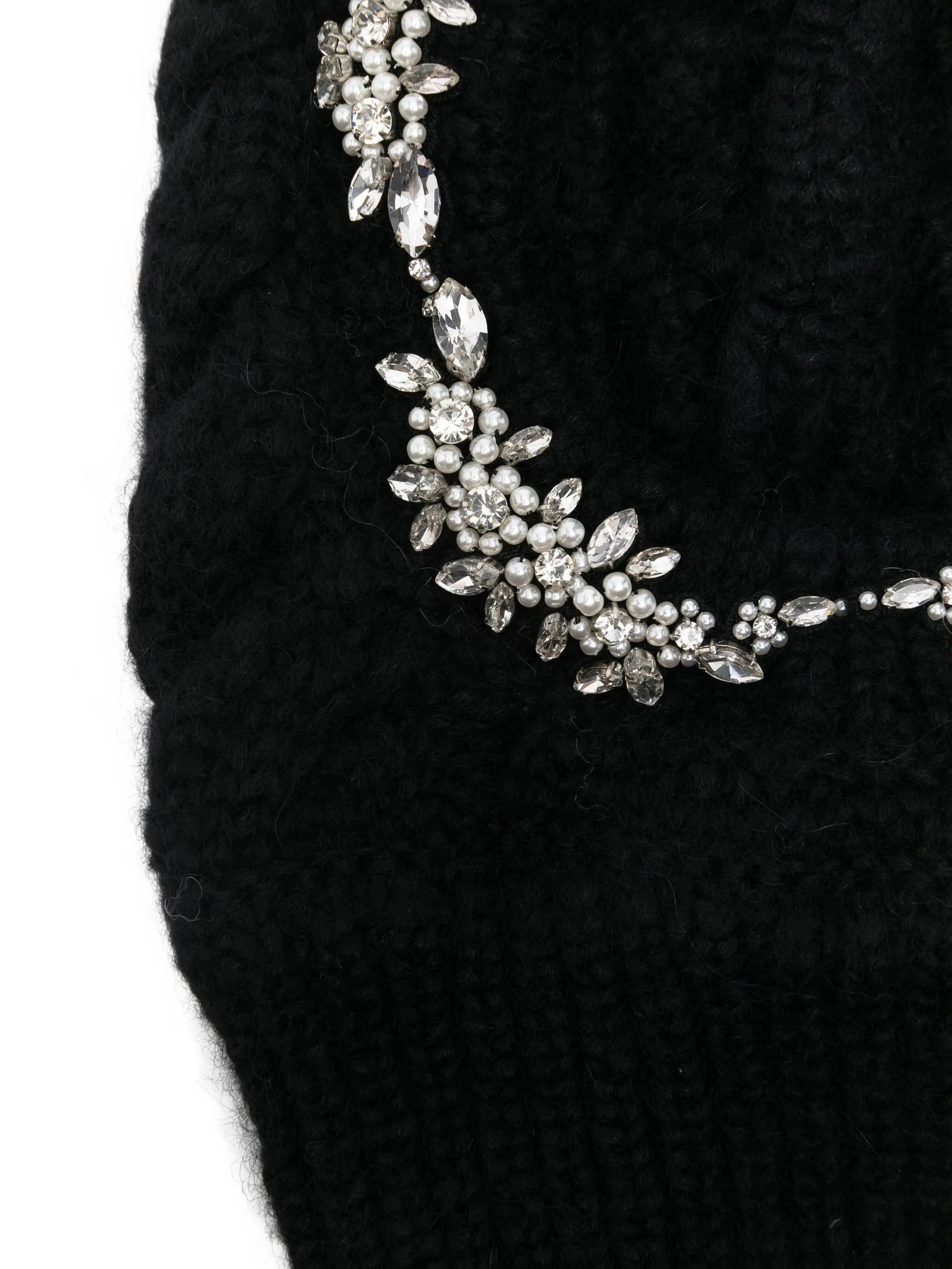 knitted crystal-embellished balaclava hat