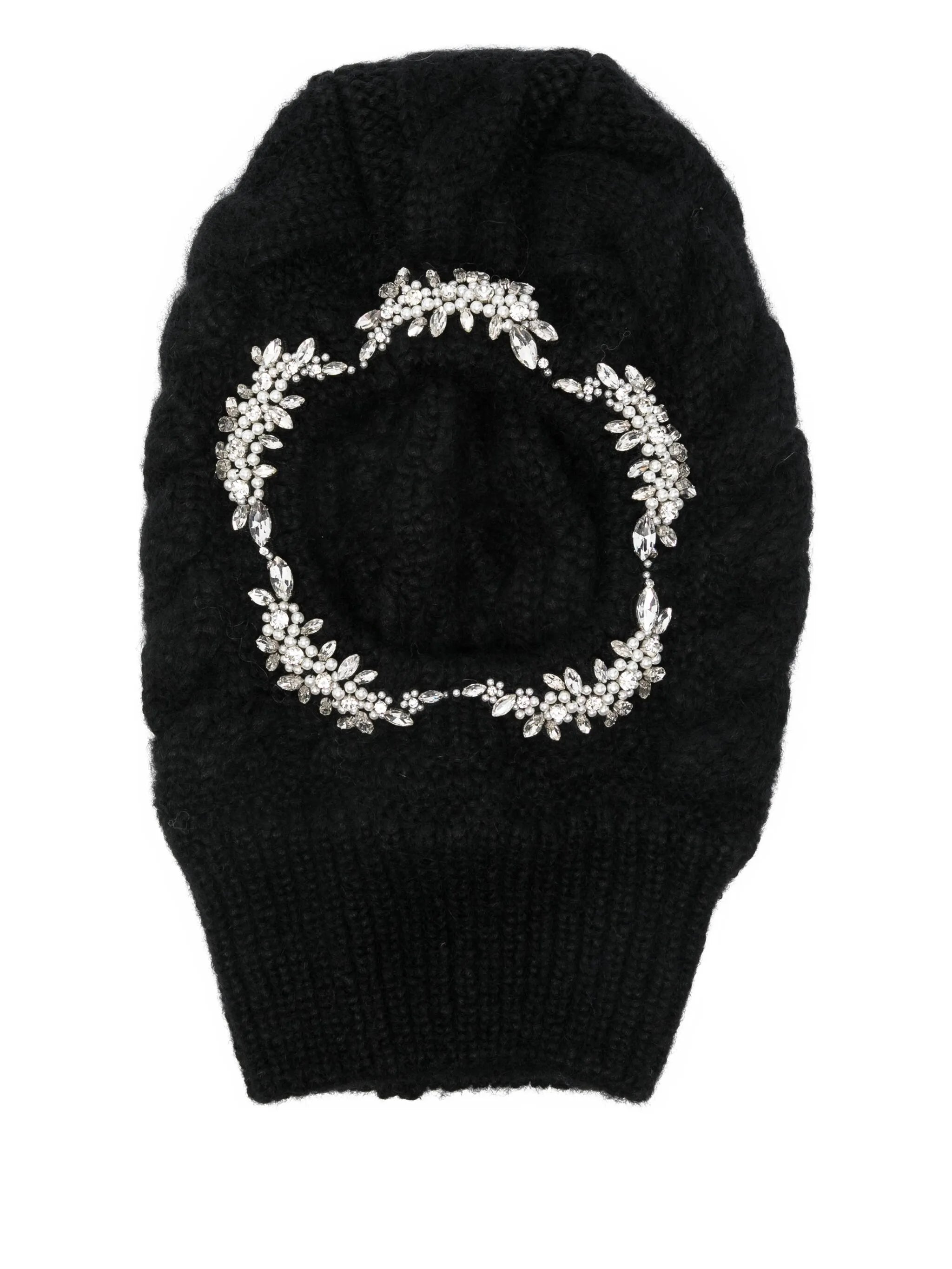 knitted crystal-embellished balaclava hat