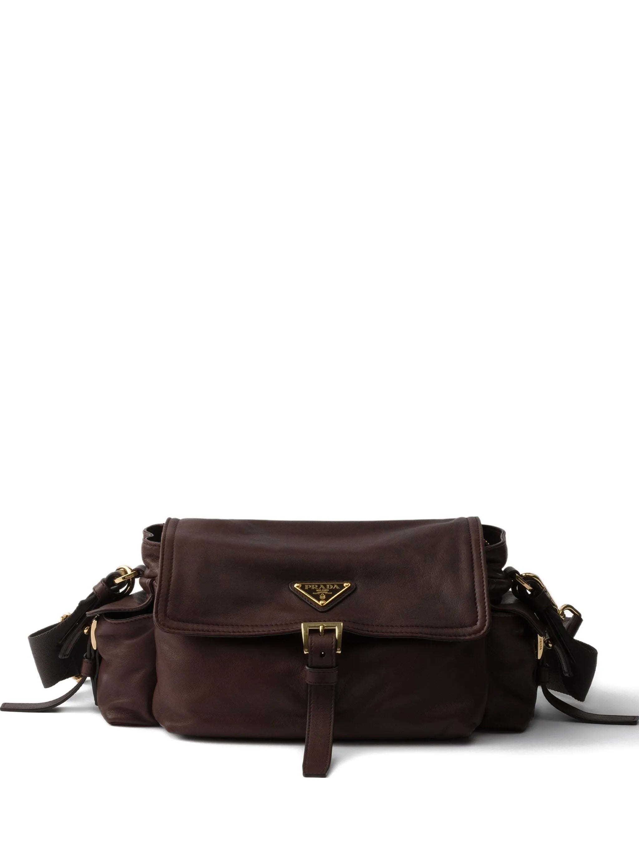 Explore medium nappa leather shoulder bag with flap