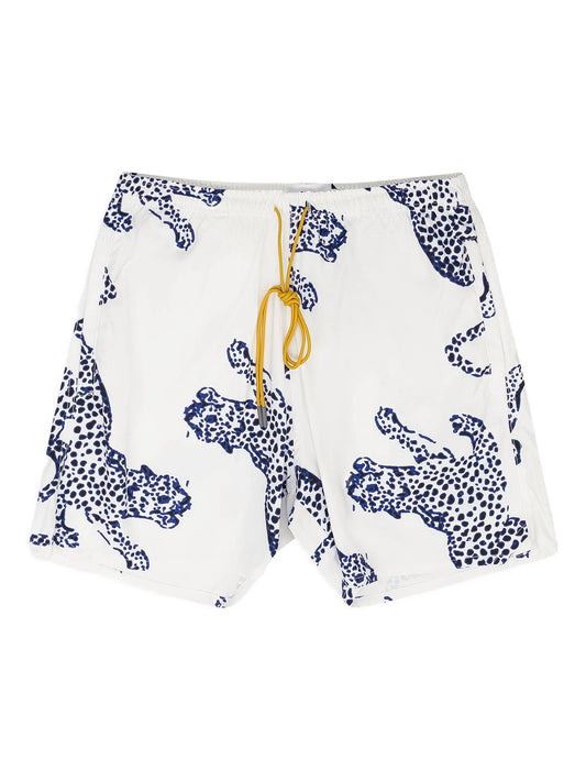 animal-print swim shorts