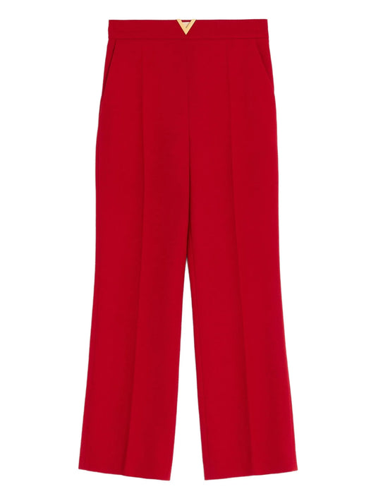V-detail wool crepe trousers