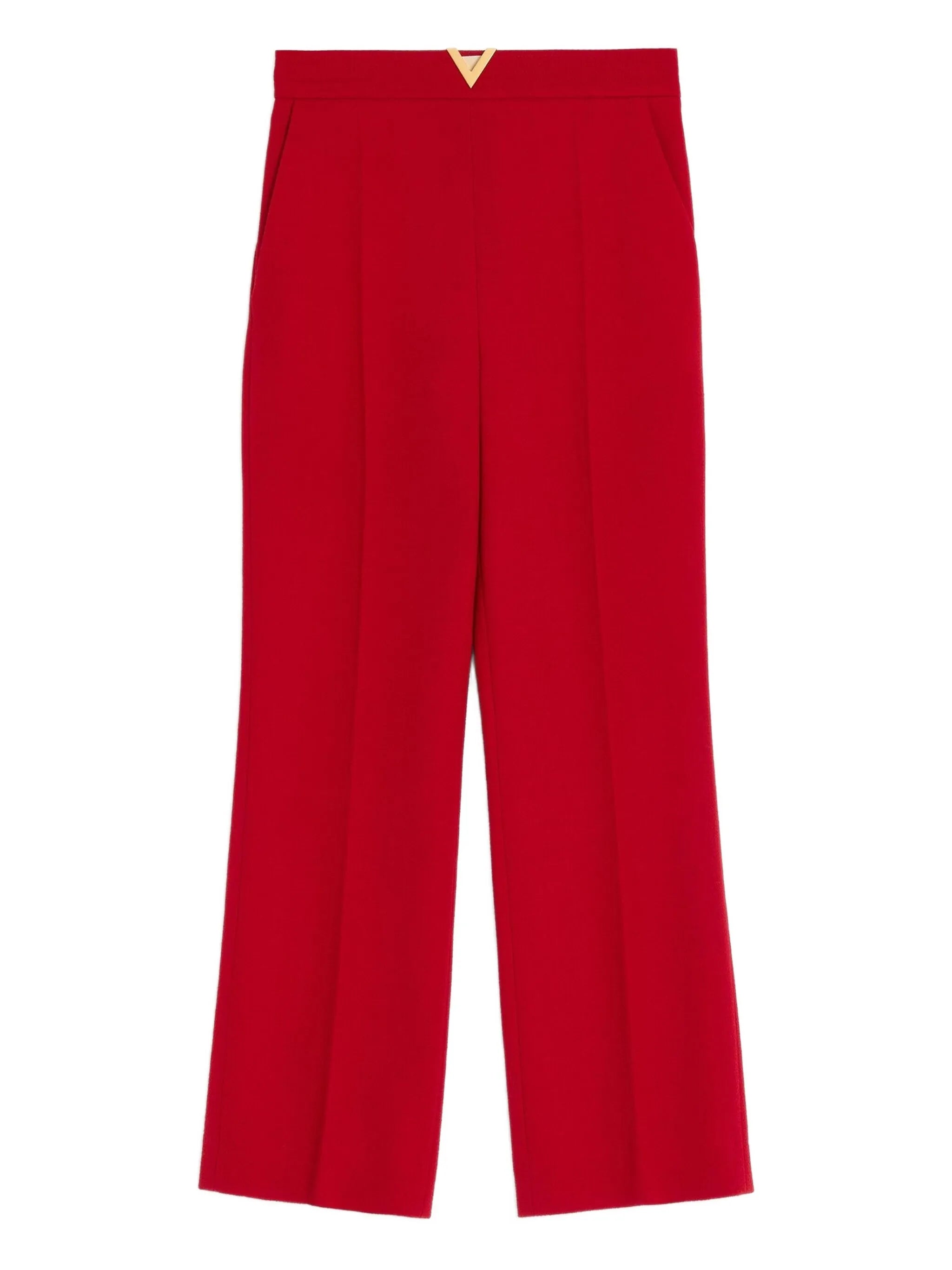 V-detail wool crepe trousers
