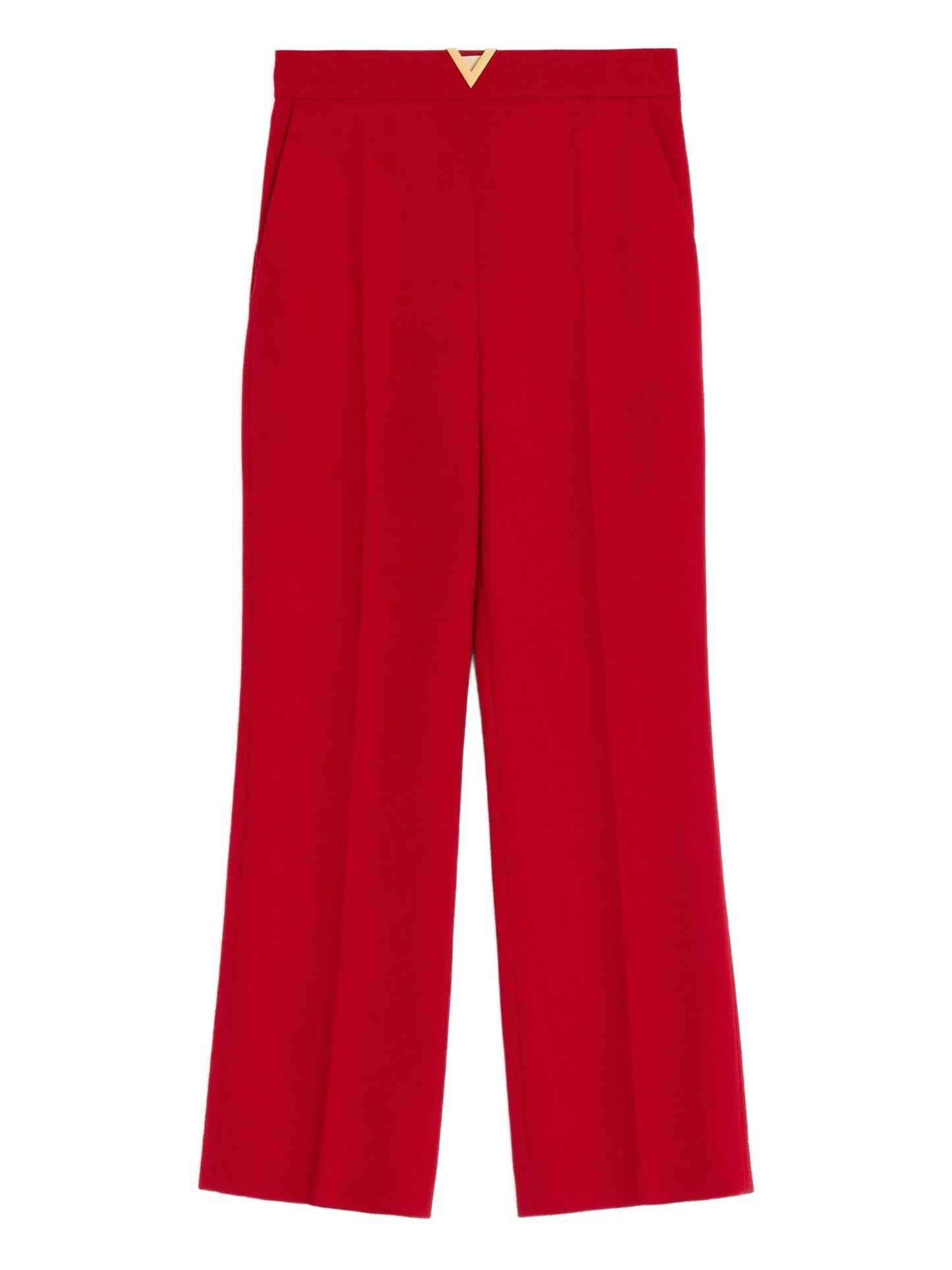 V-detail wool crepe trousers