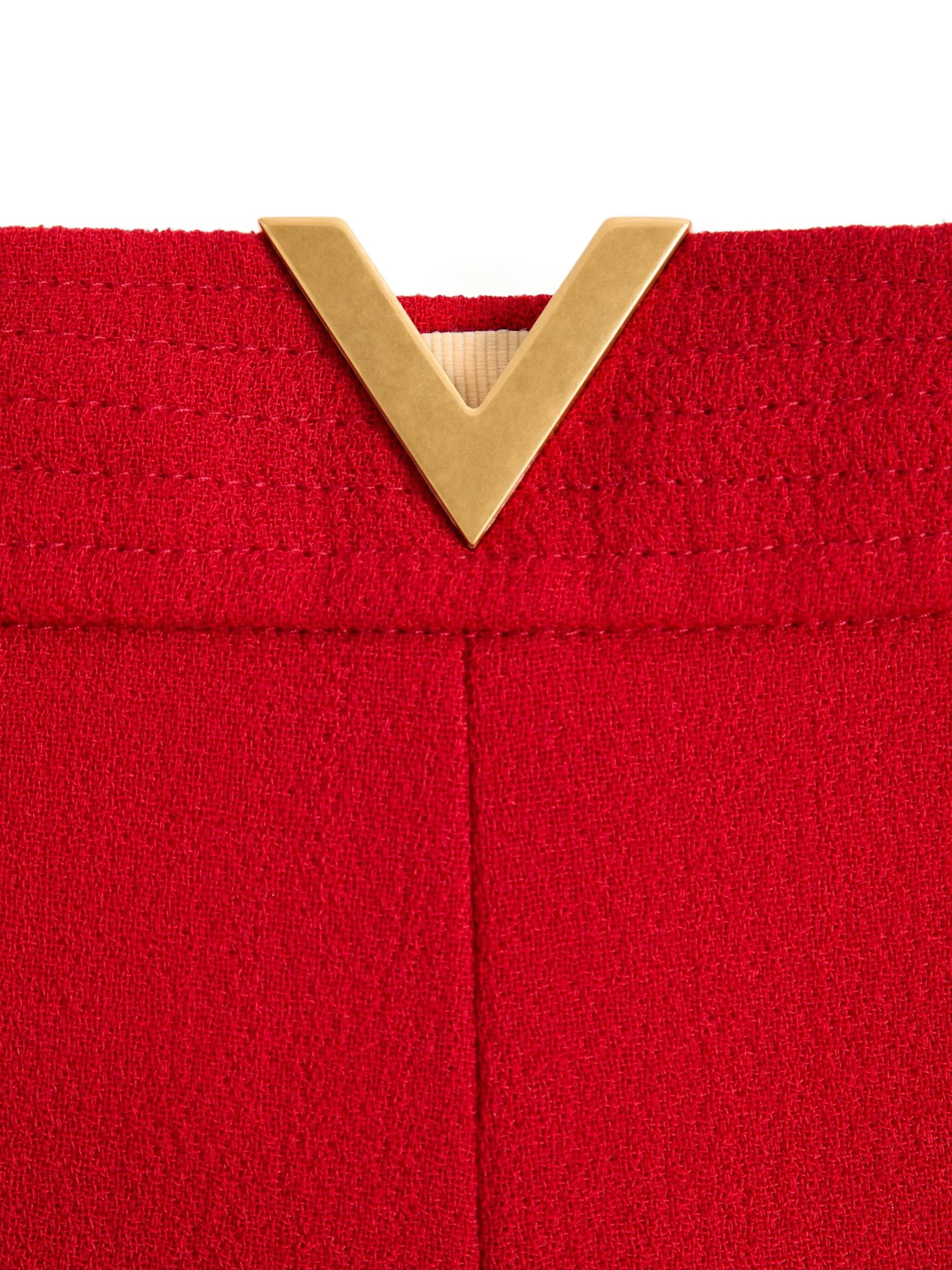 V-detail wool-crepe trousers