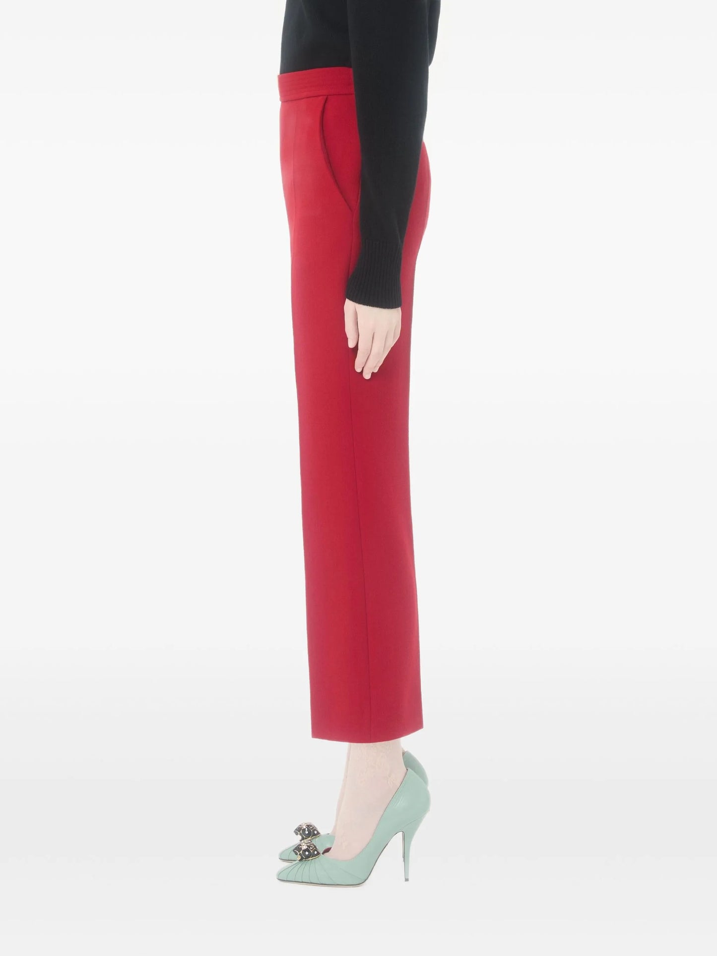 V-detail wool-crepe trousers