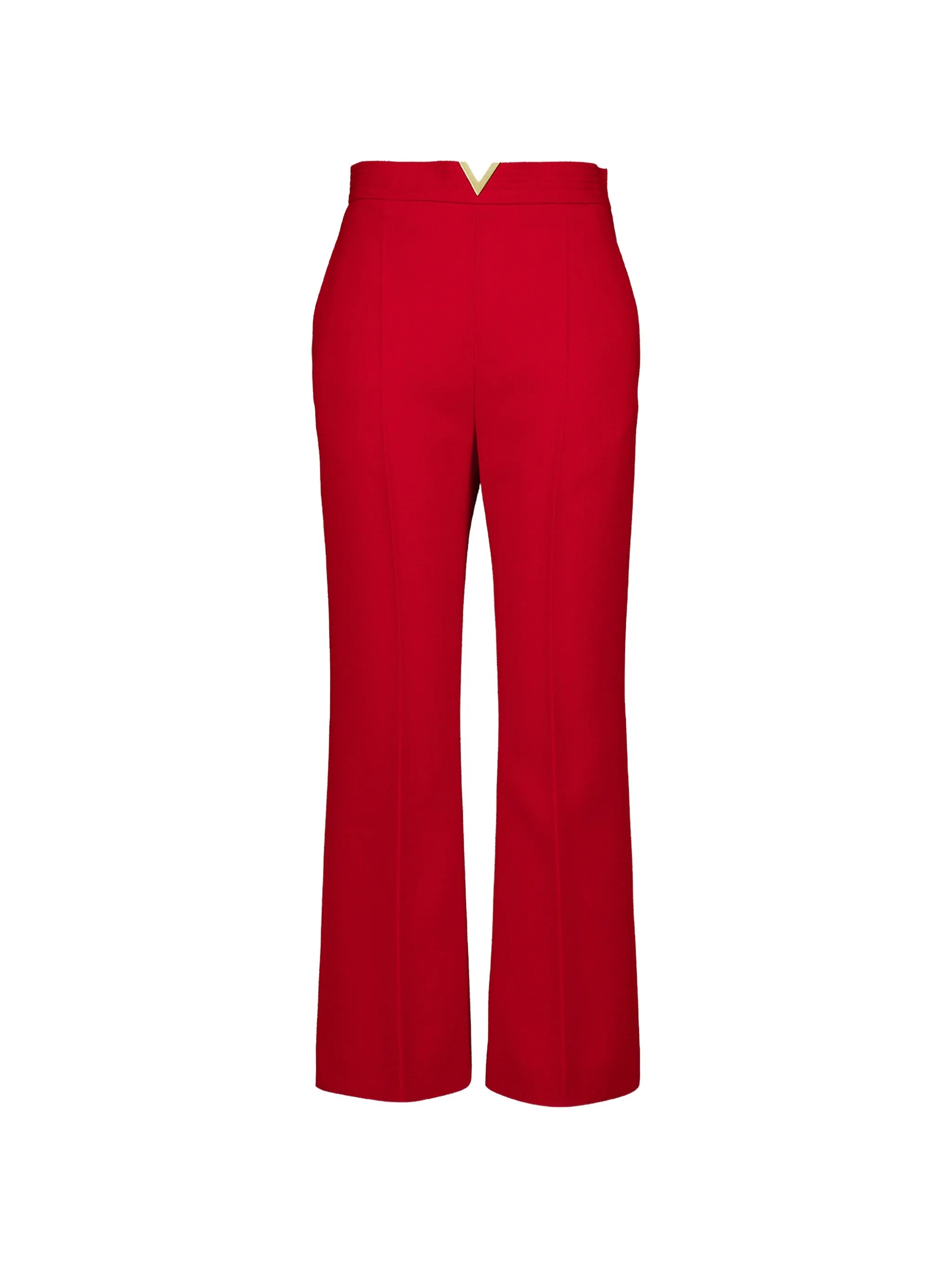 V-detail wool-crepe trousers