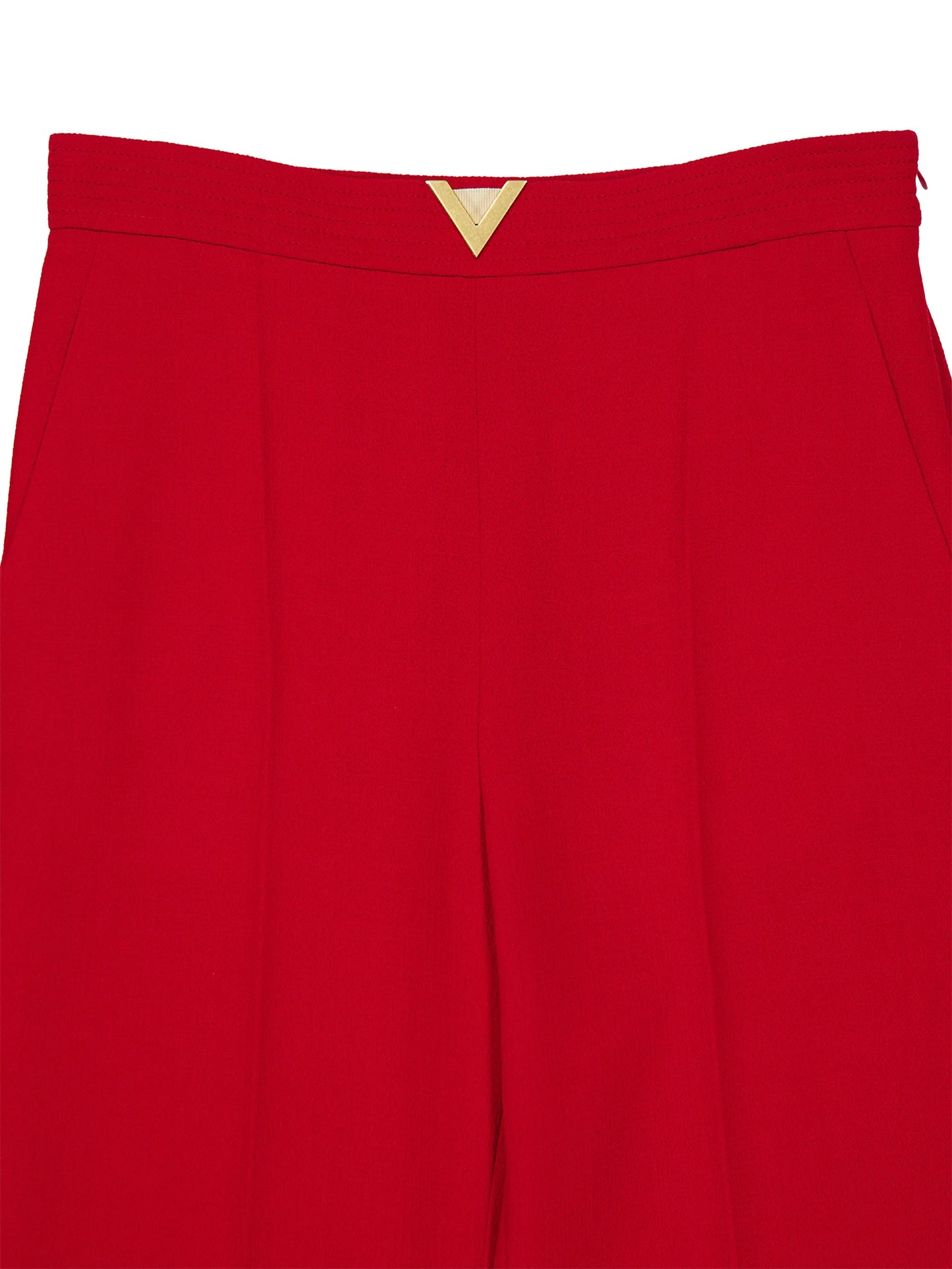 V-detail wool-crepe trousers