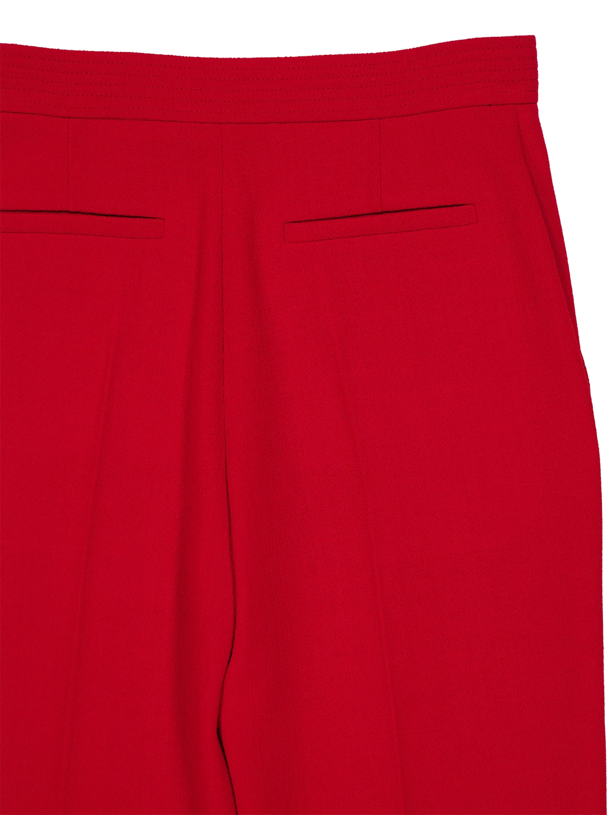 V-detail wool-crepe trousers