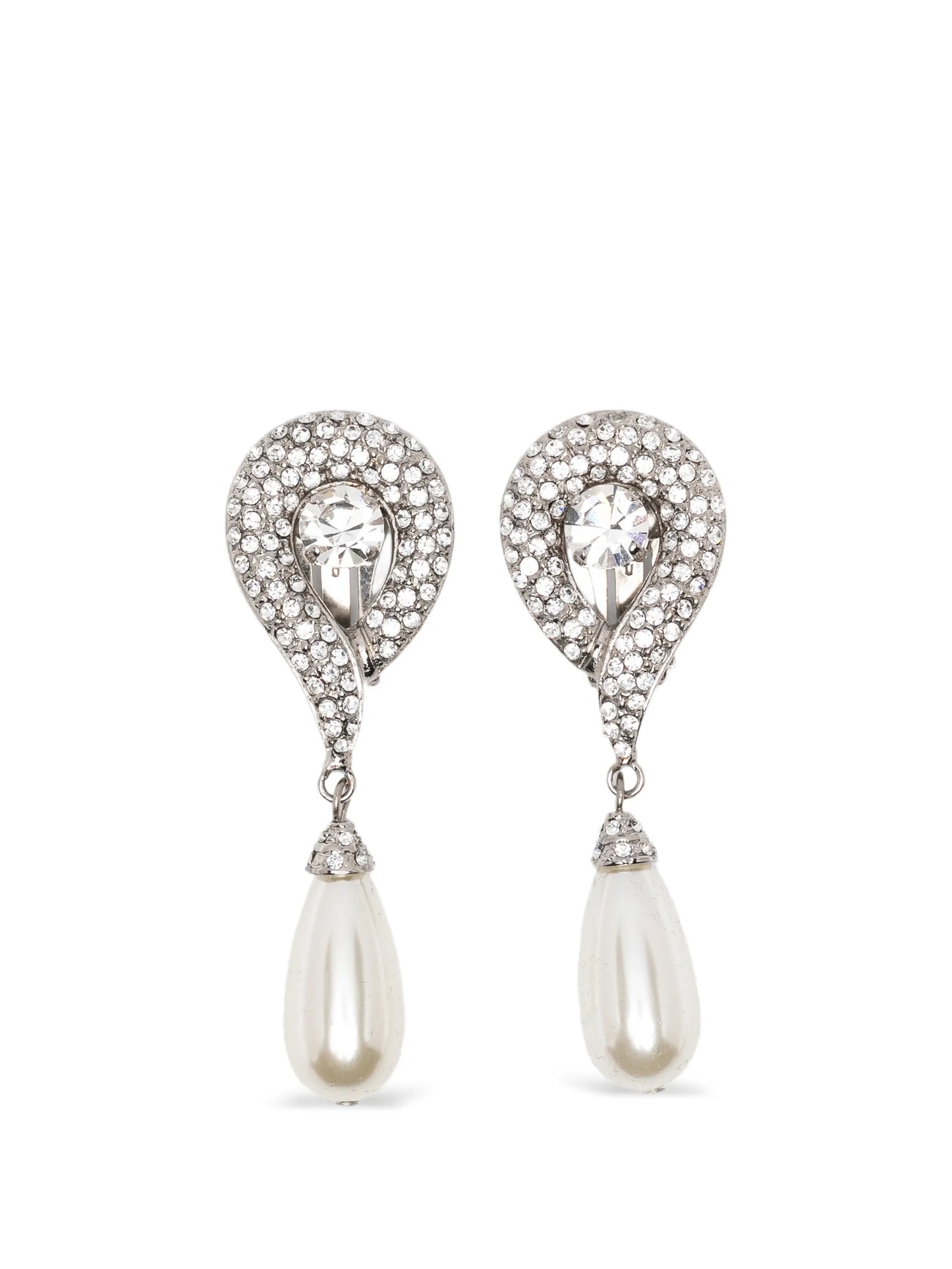 faux-pearl earrings