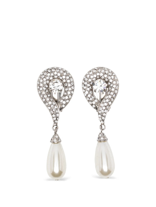 faux-pearl earrings