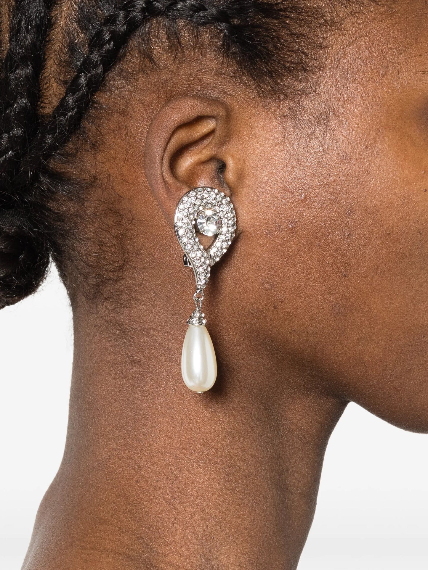 faux-pearl earrings