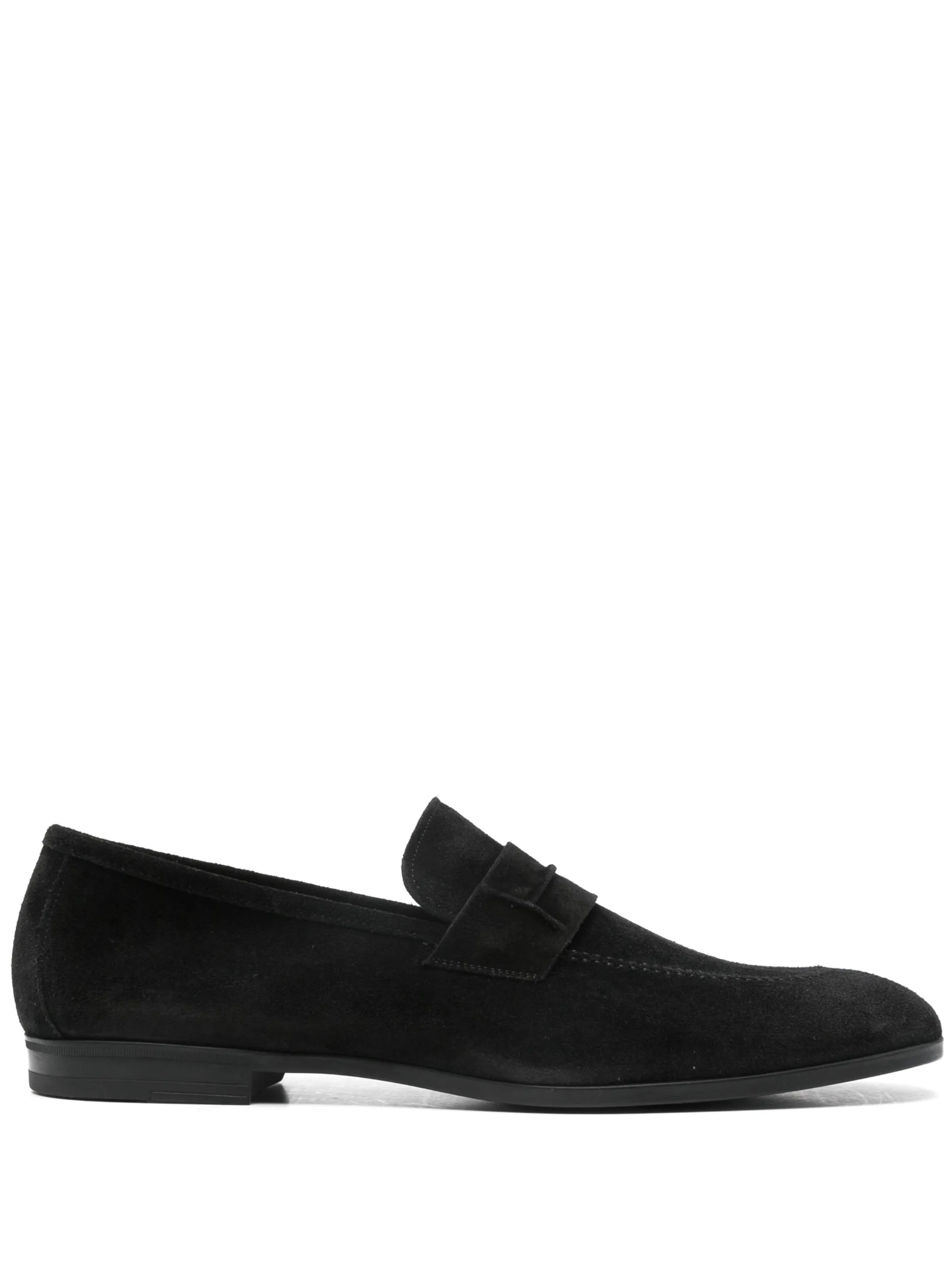 penny-strap suede loafers