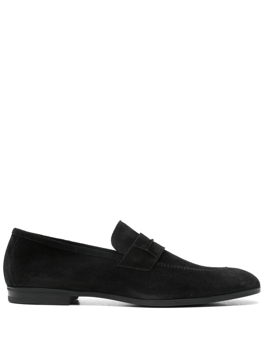 penny-strap suede loafers