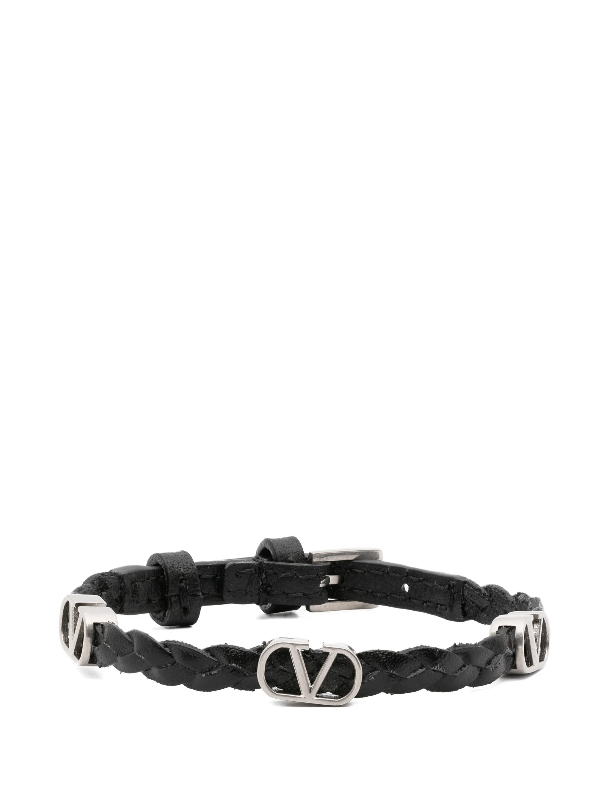 braided vlogo leather bracelet