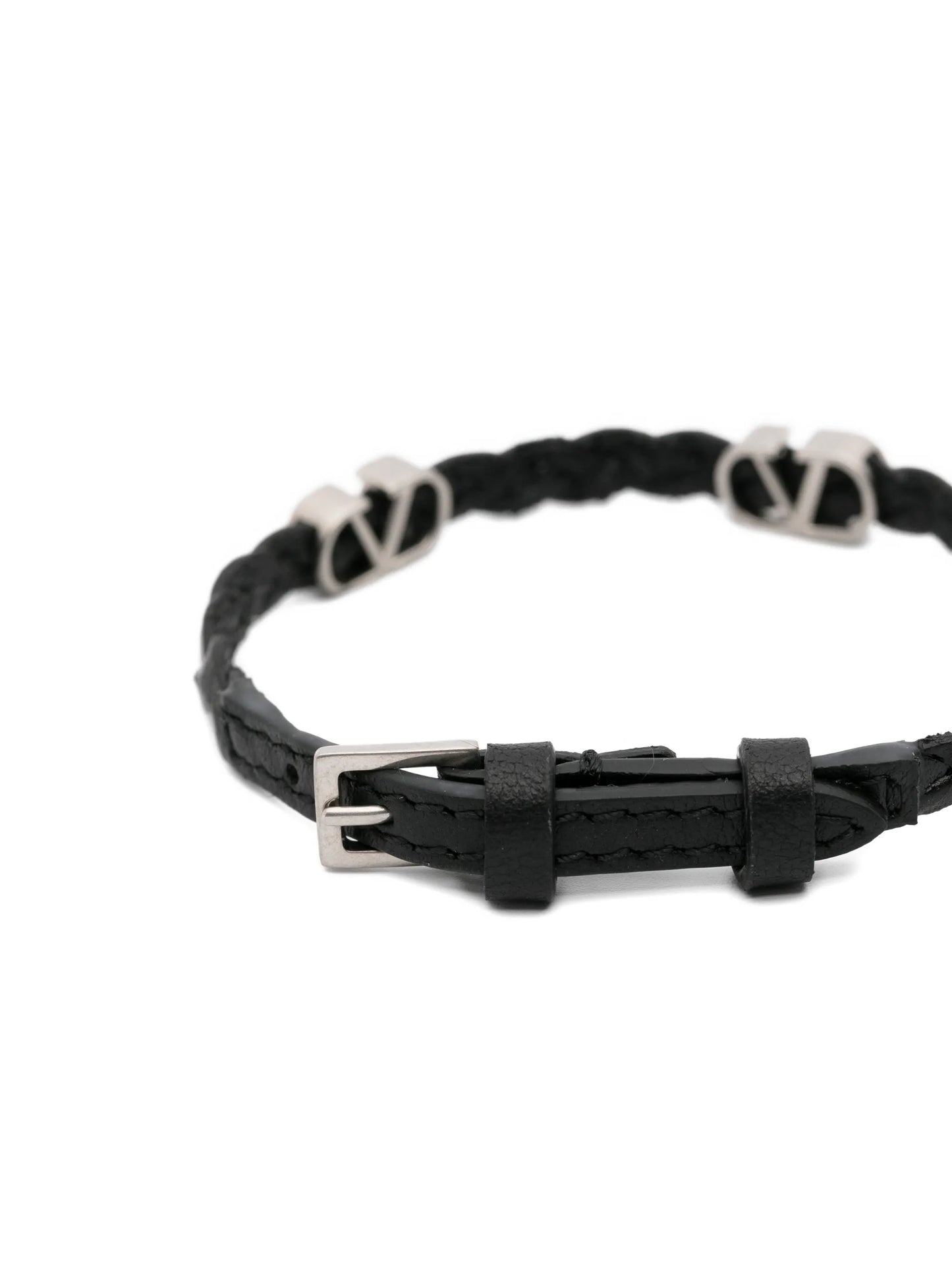 braided vlogo leather bracelet