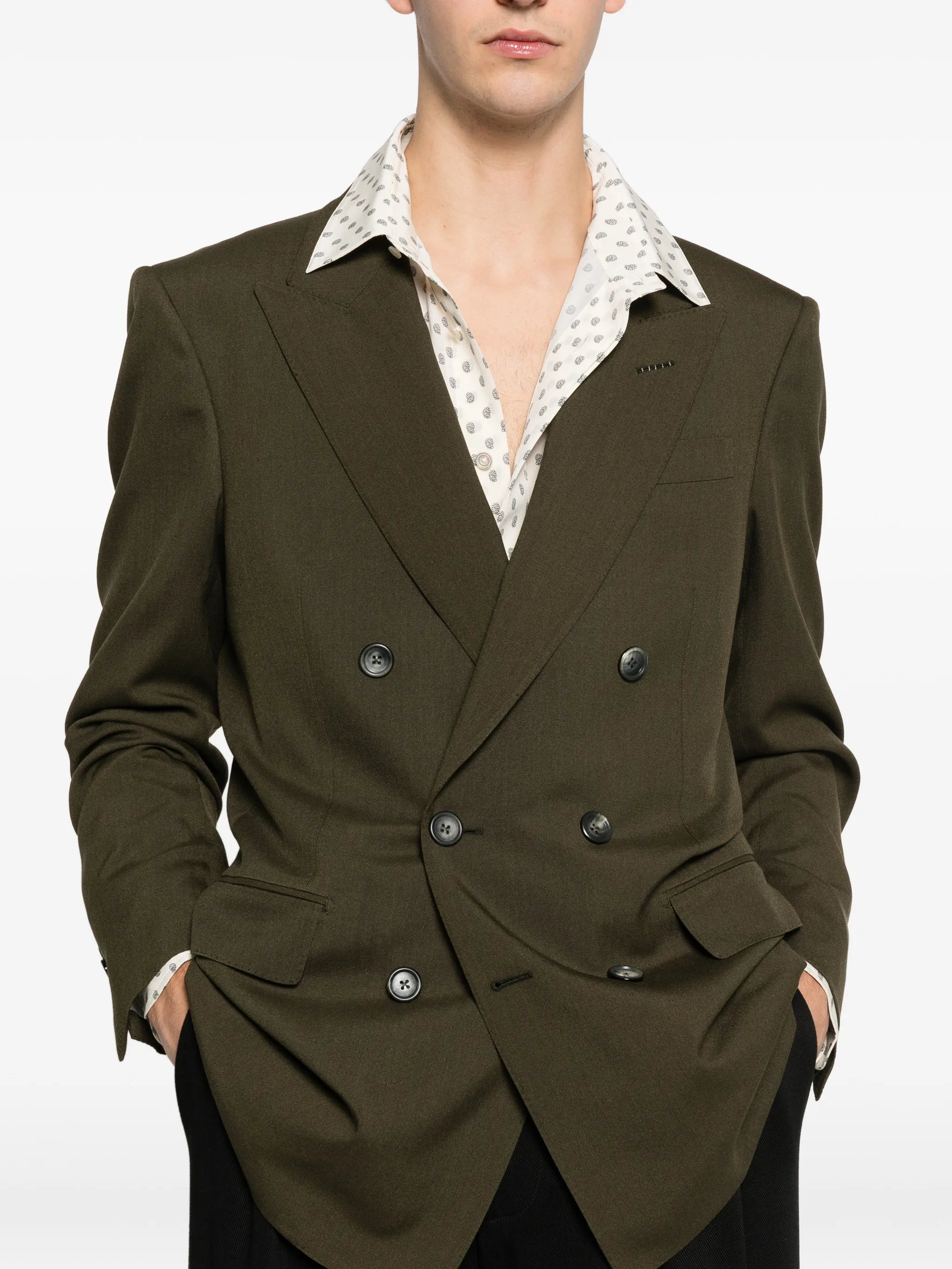 peak-lapel double-breasted blazer