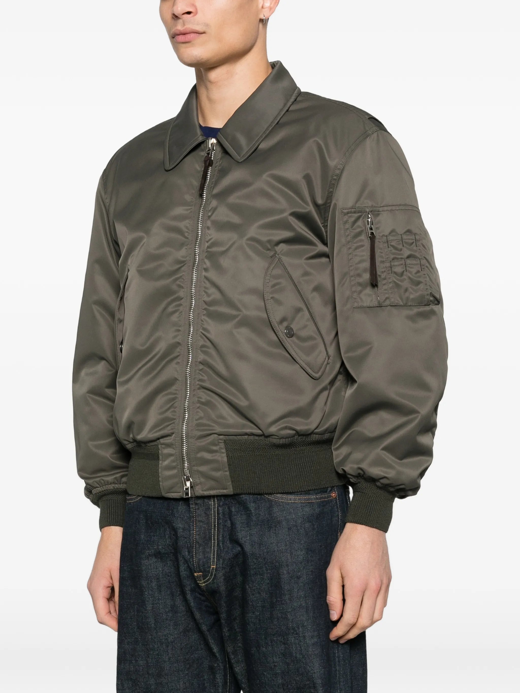 zip-up collared bomber jacket