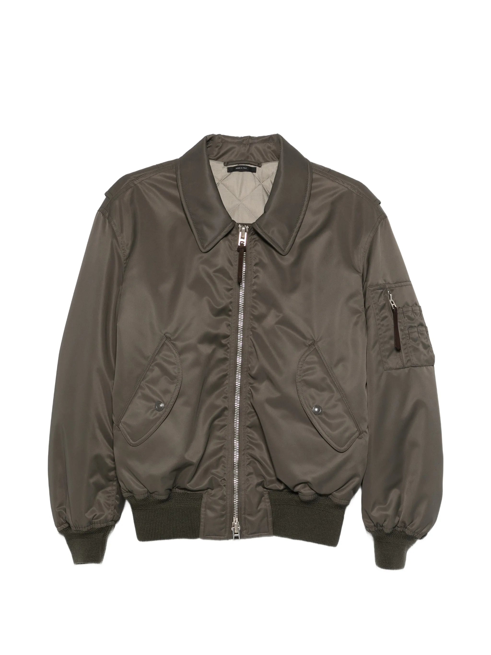zip-up collared bomber jacket