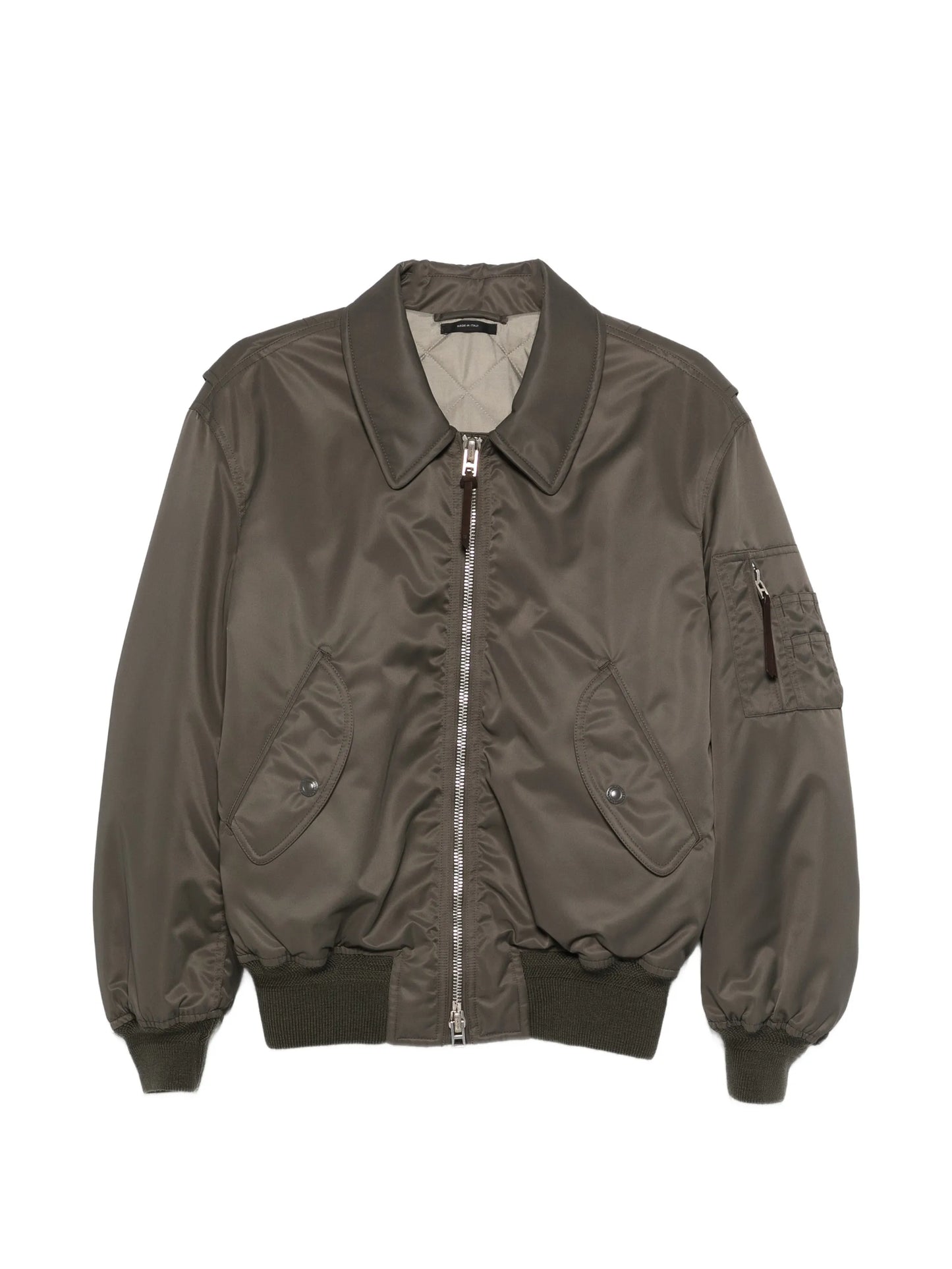 zip-up collared bomber jacket