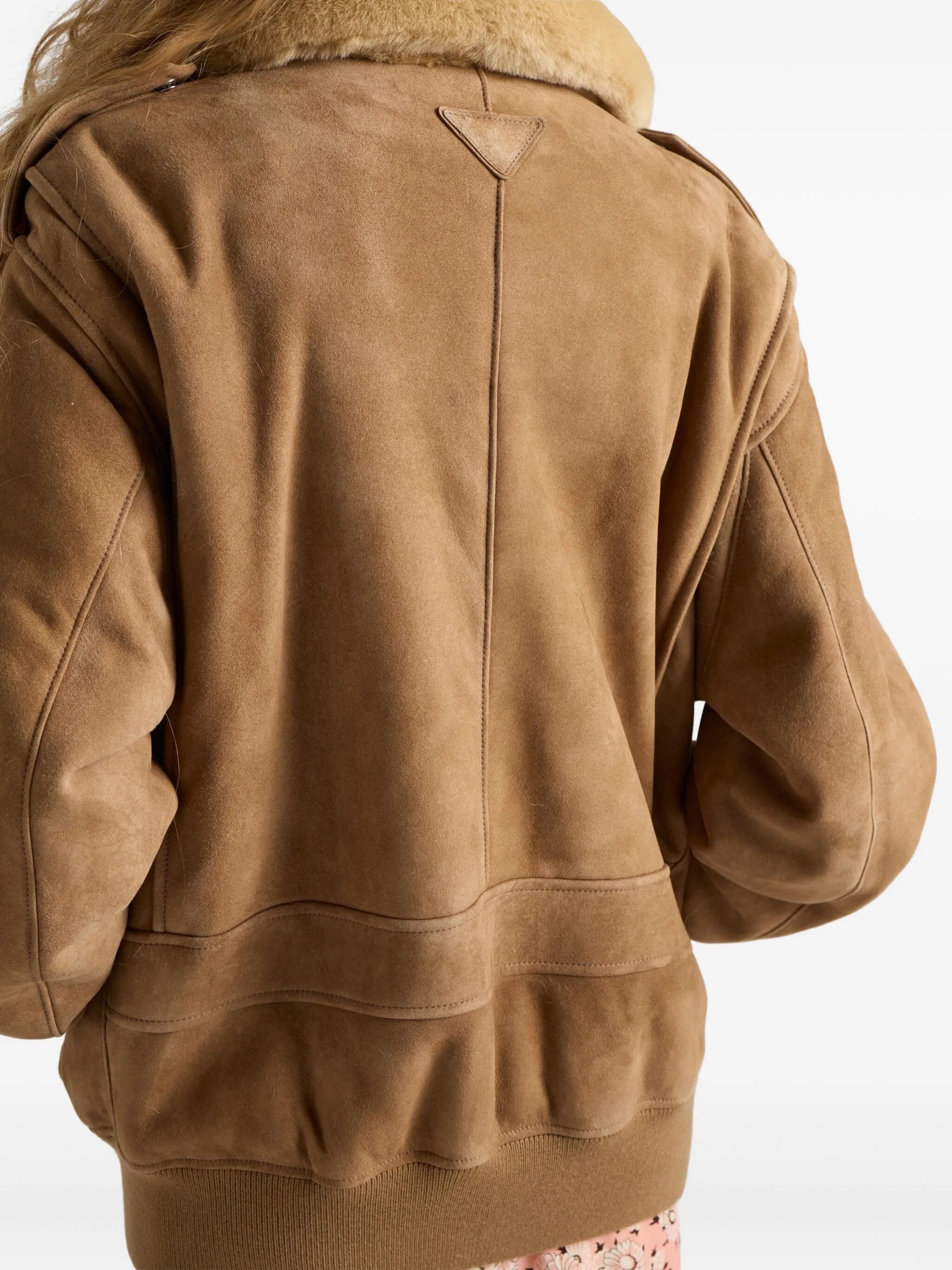 shearling-collar patch-pocket jacket