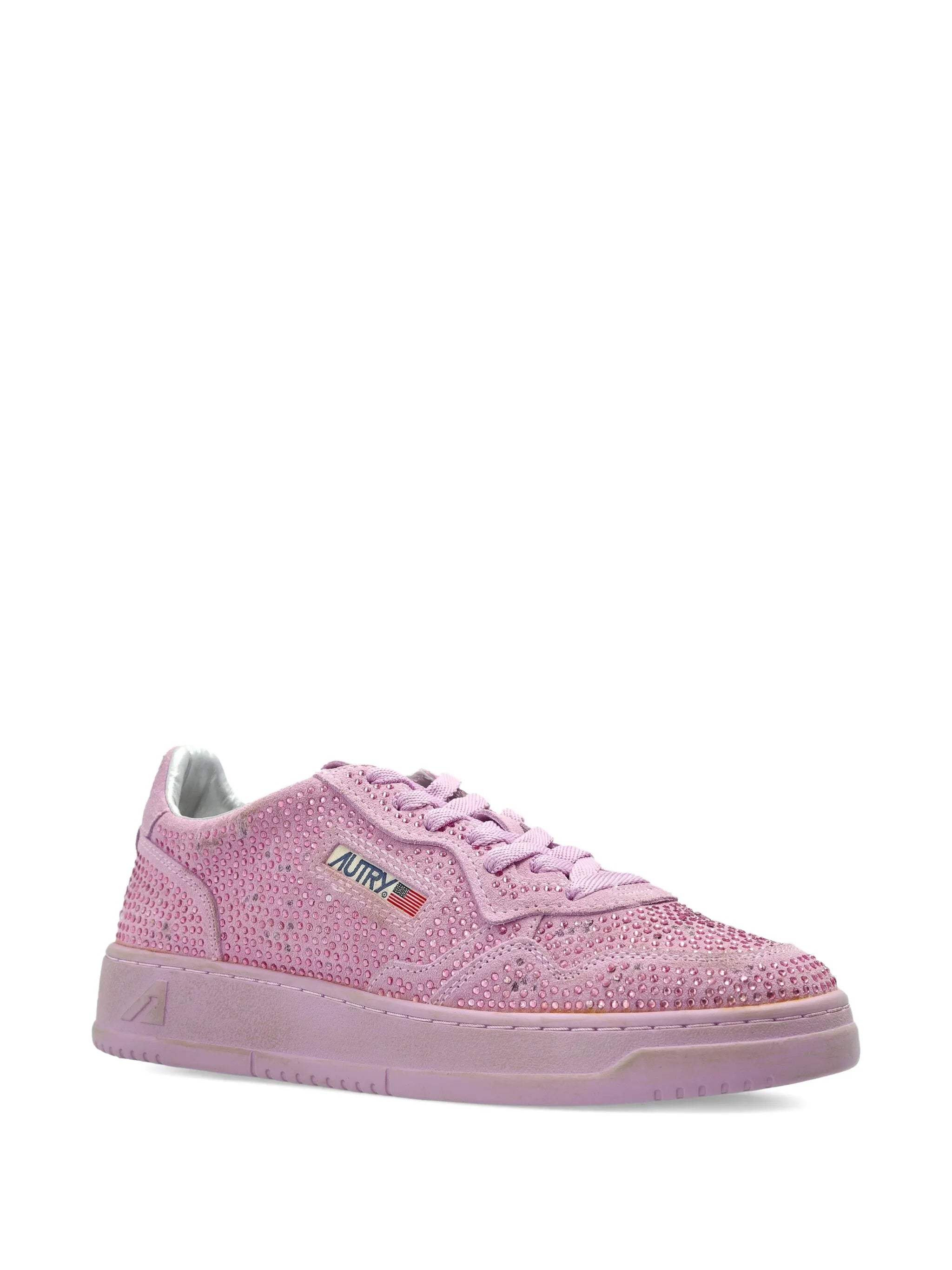 suede crustal-embellished sneakers
