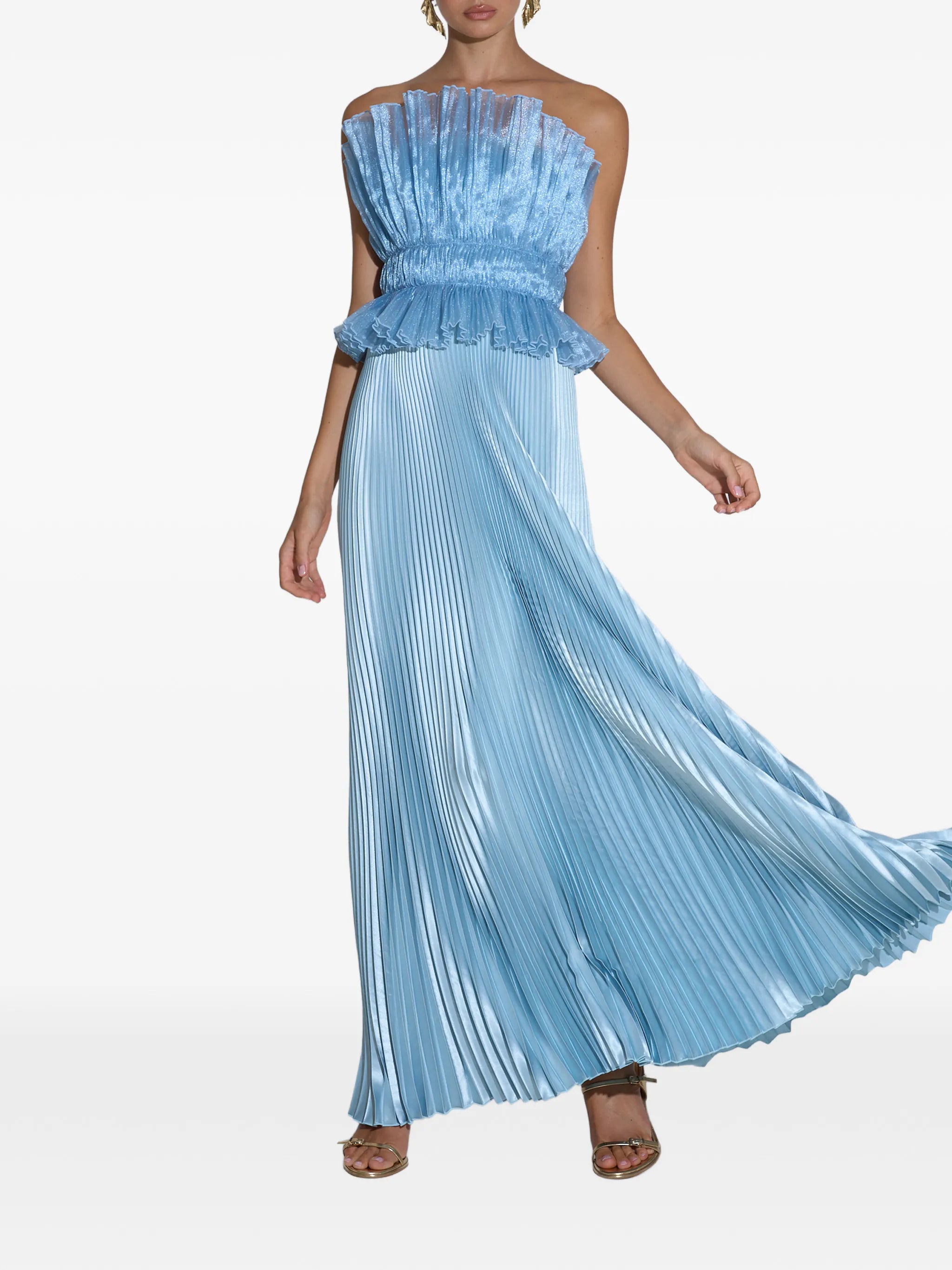 peplum-waist maxi dress