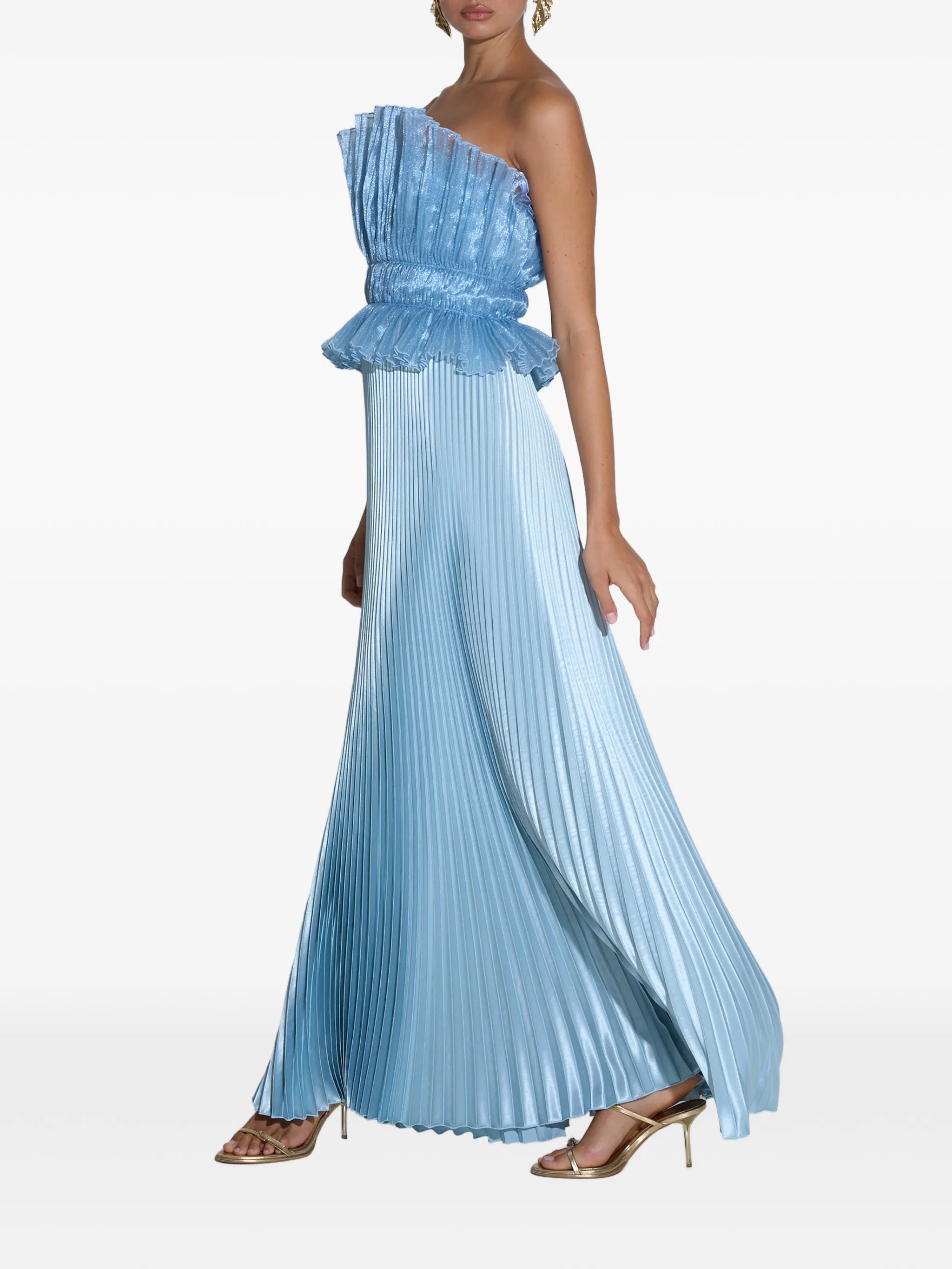 peplum-waist maxi dress